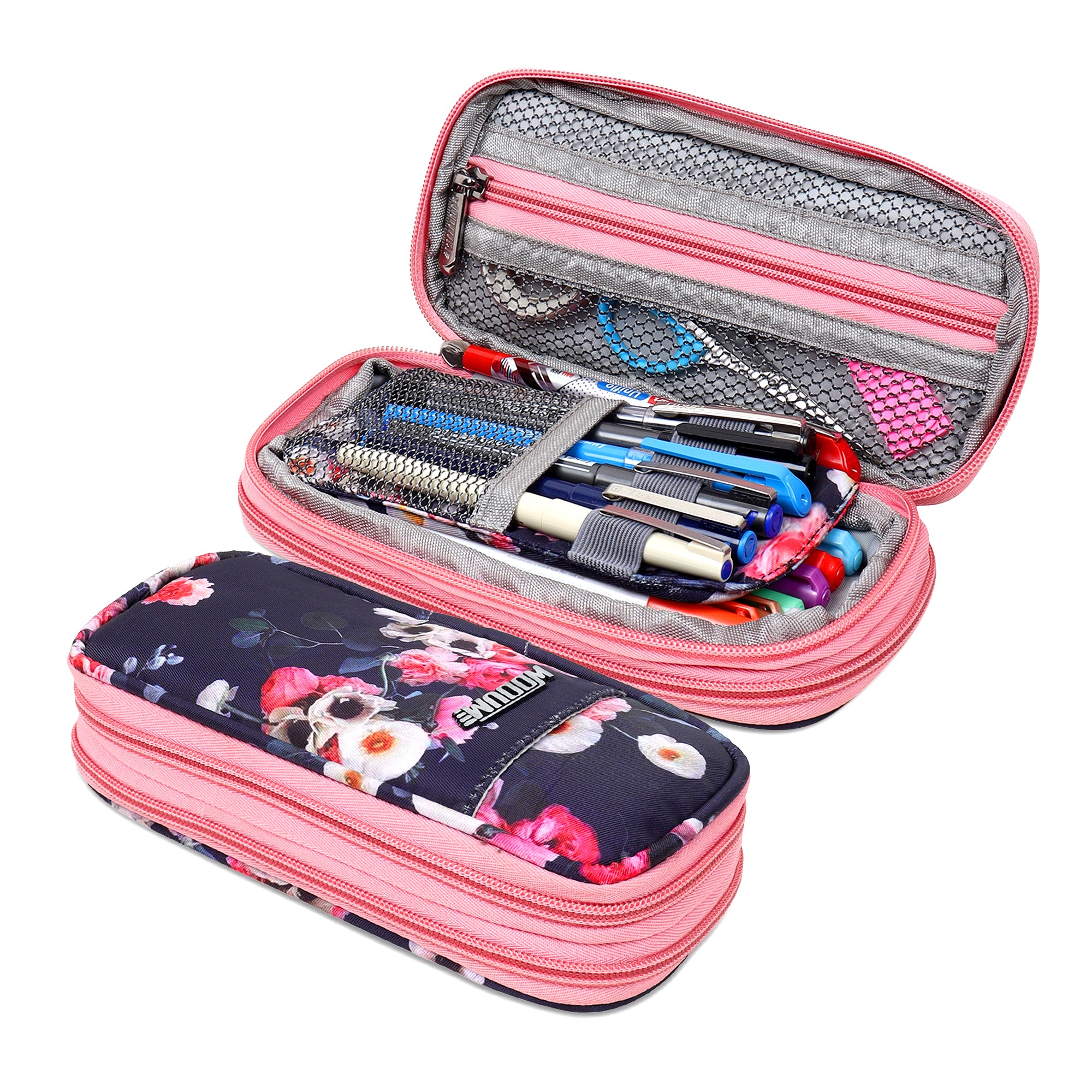 2 Zip Expandable Pencil Pouch Big Pen Case