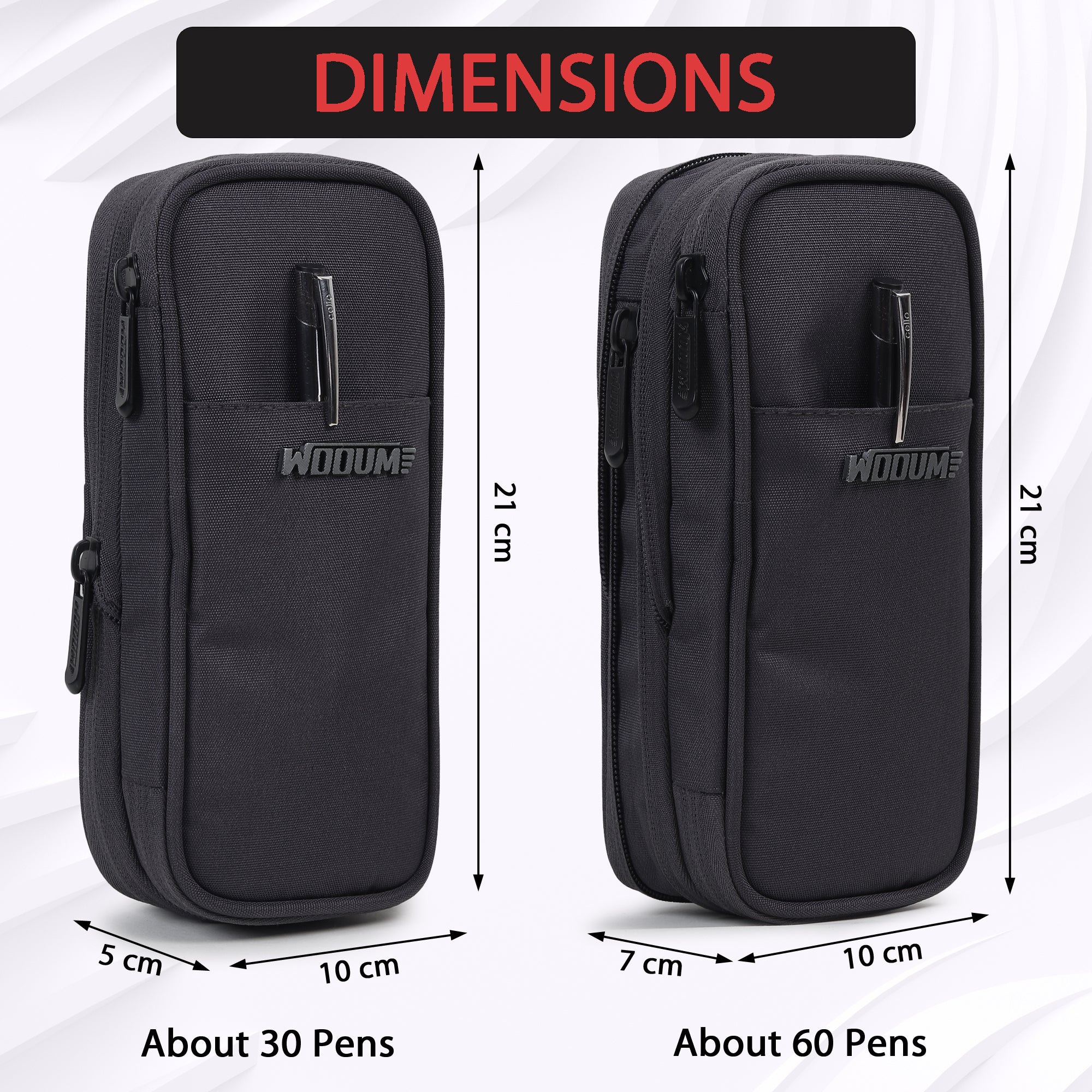 2 Zip Expandable Pencil Pouch Big Pen Case