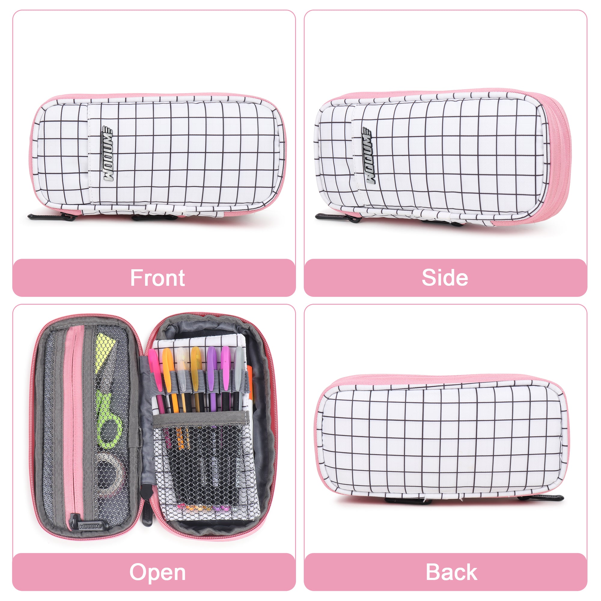 2 Zip Expandable Pencil Pouch Big Pen Case