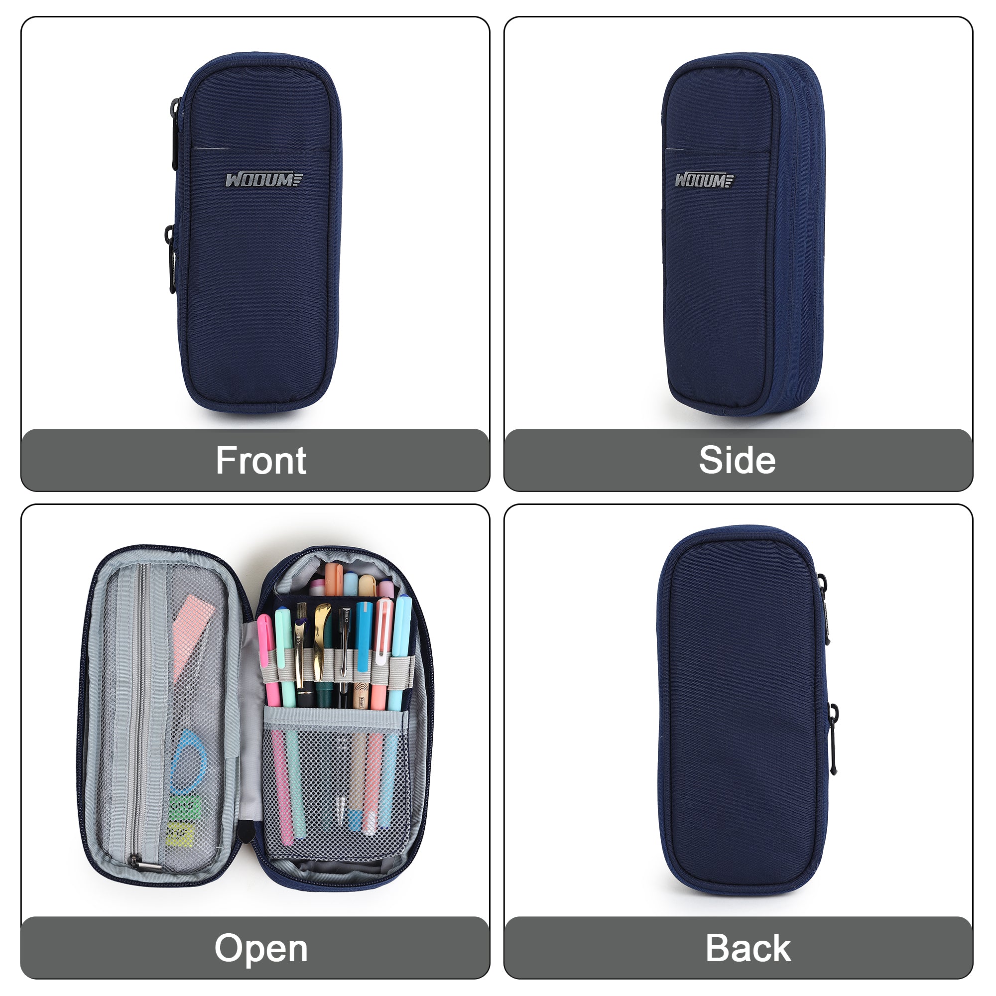 2 Zip Expandable Pencil Pouch Big Pen Case