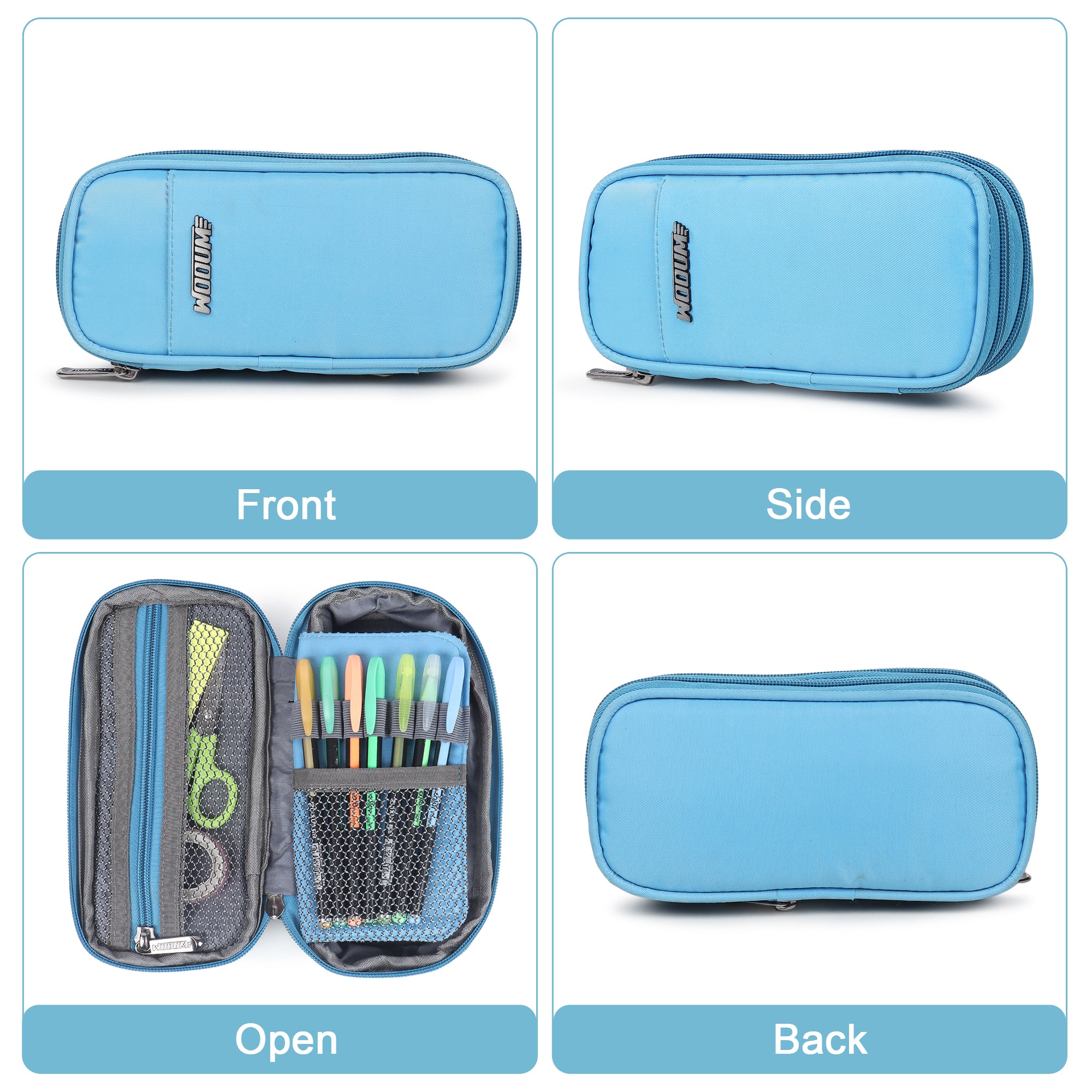 2 Zip Expandable Pencil Pouch Big Pen Case