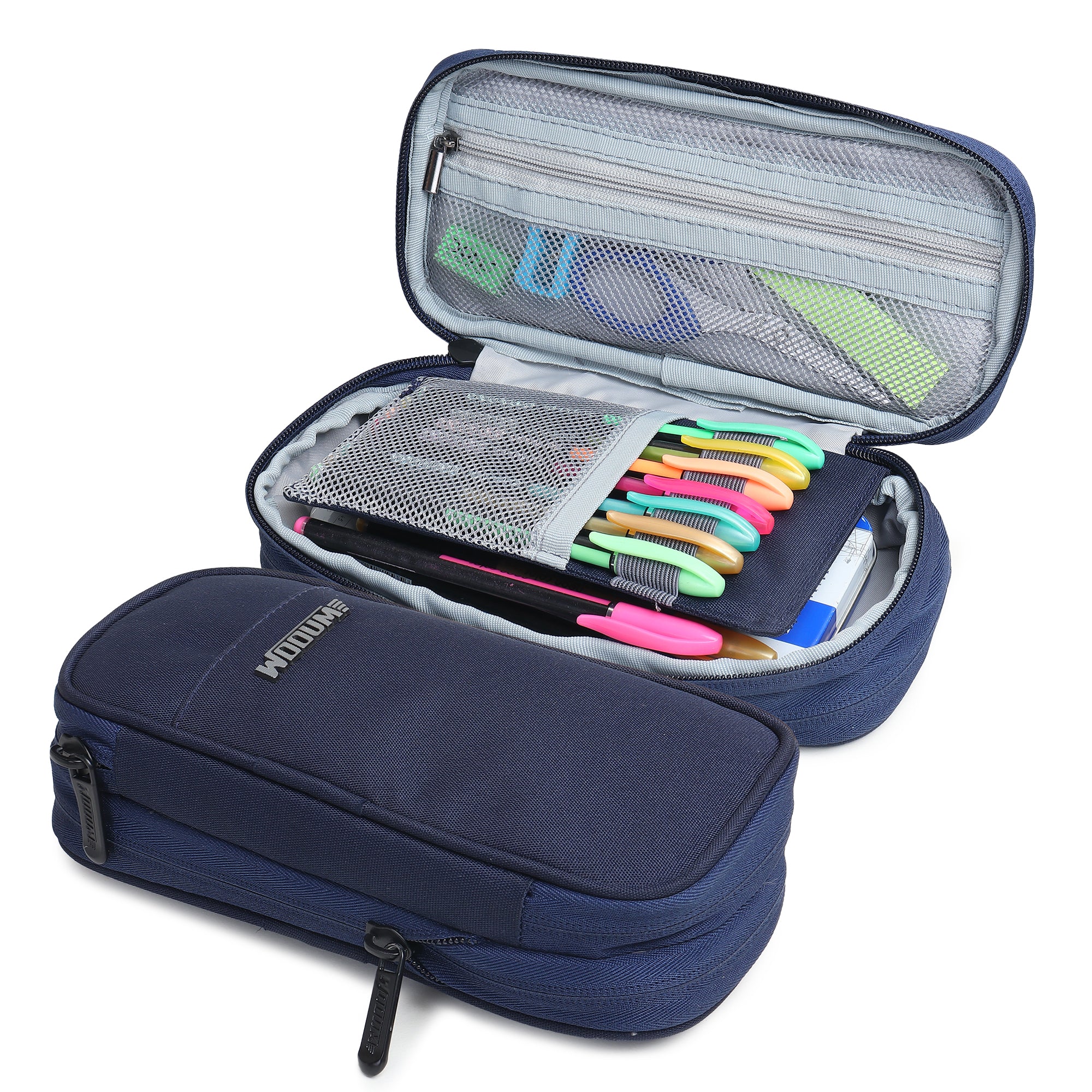 2 Zip Expandable Pencil Pouch Big Pen Case