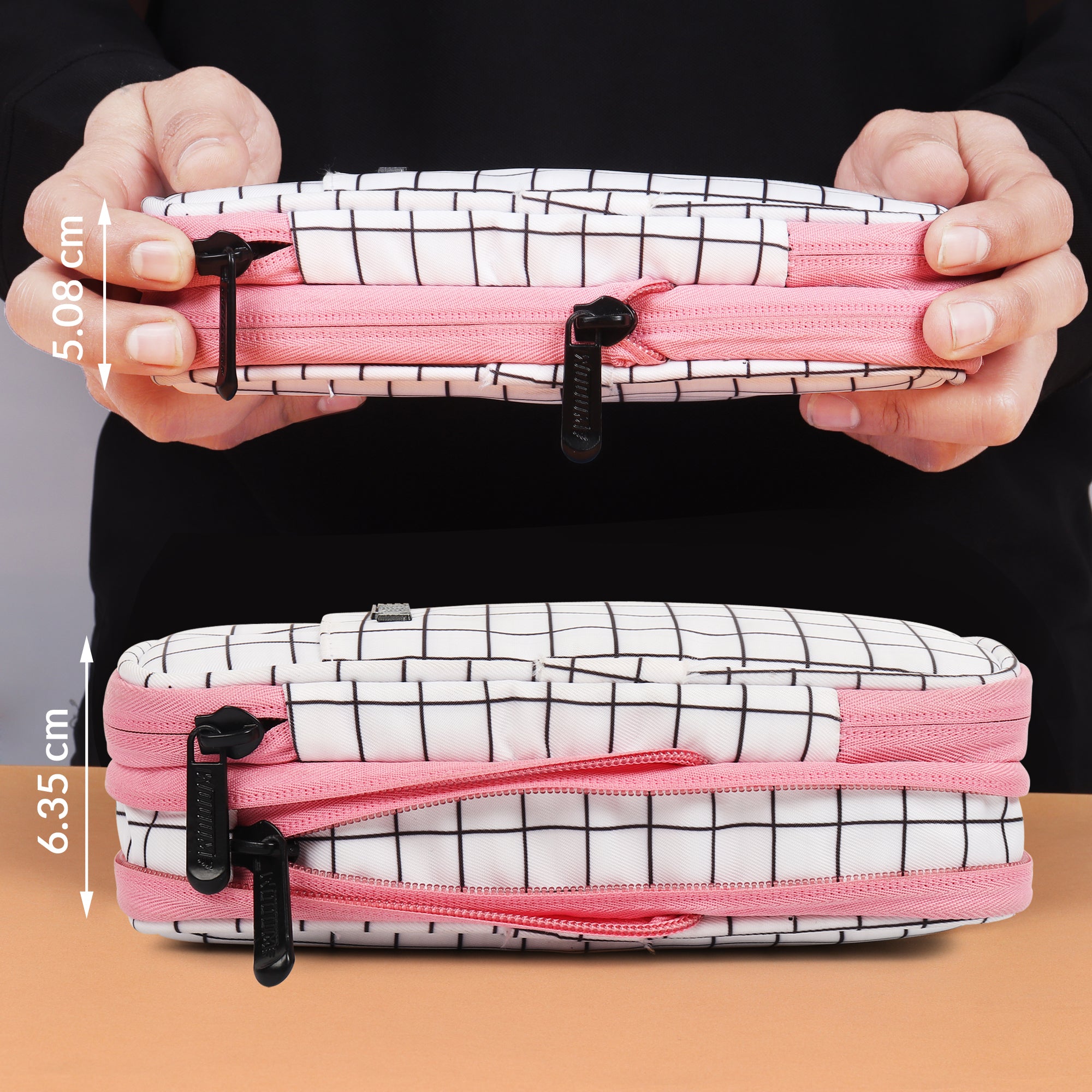 2 Zip Expandable Pencil Pouch Big Pen Case