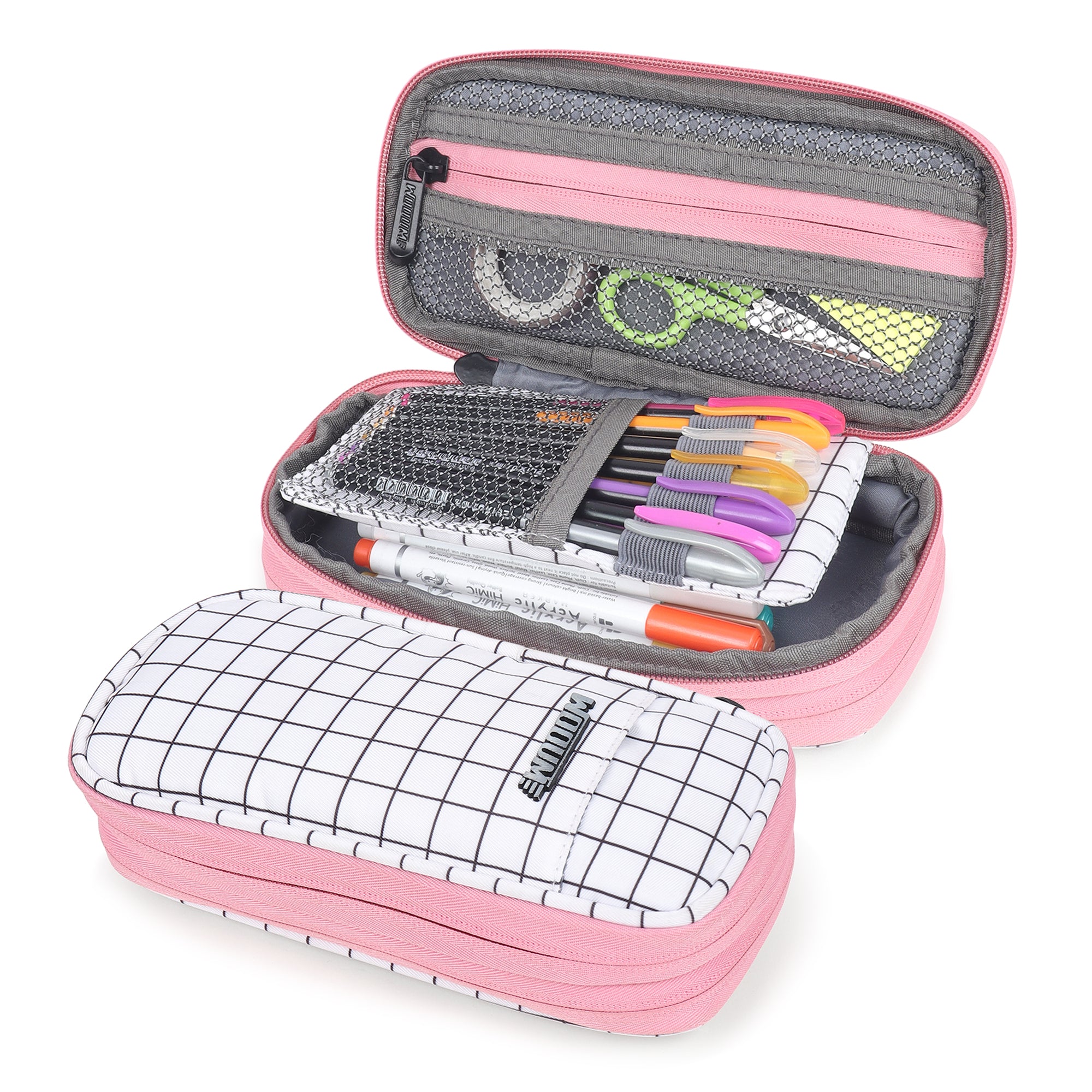 2 Zip Expandable Pencil Pouch Big Pen Case