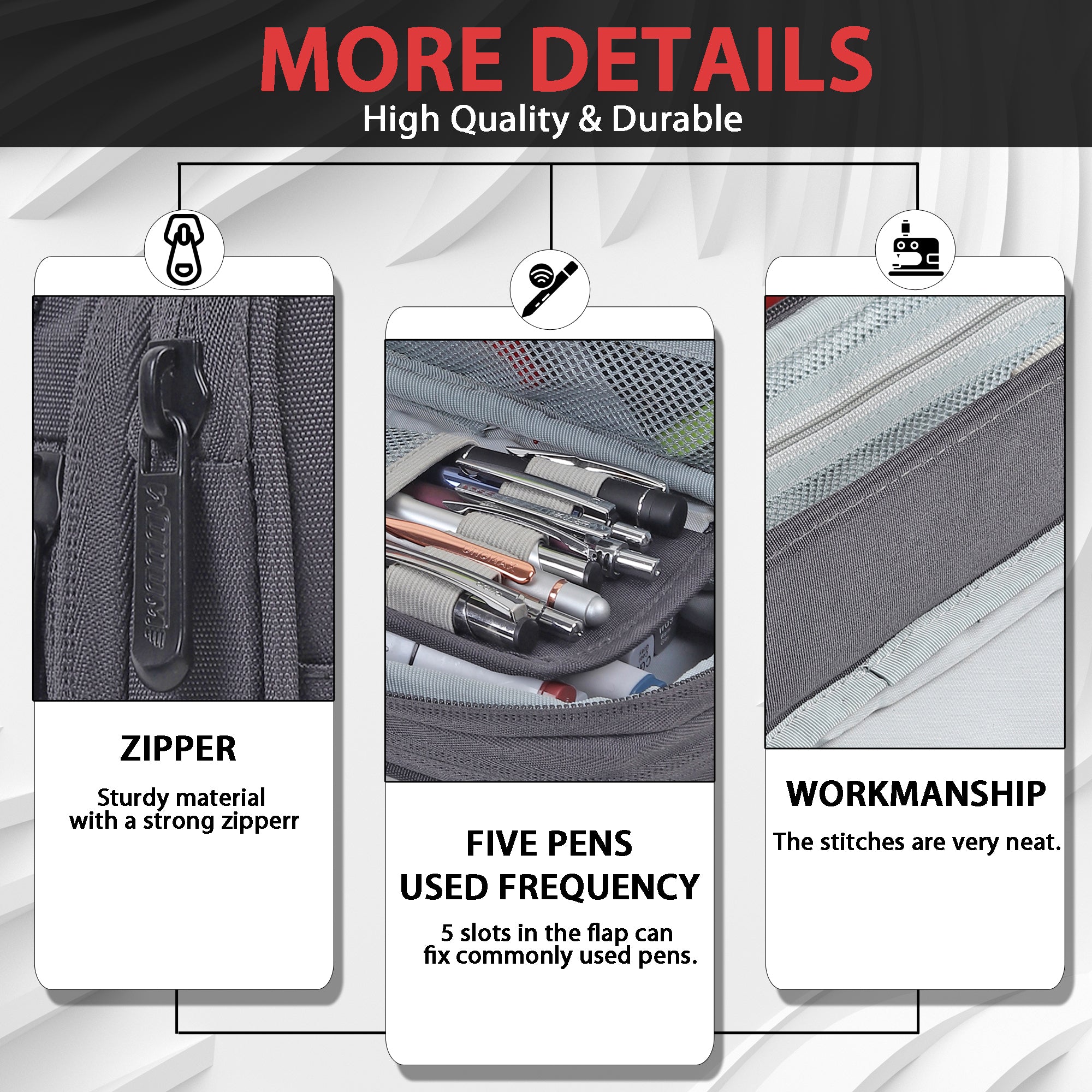 2 Zip Expandable Pencil Pouch Big Pen Case