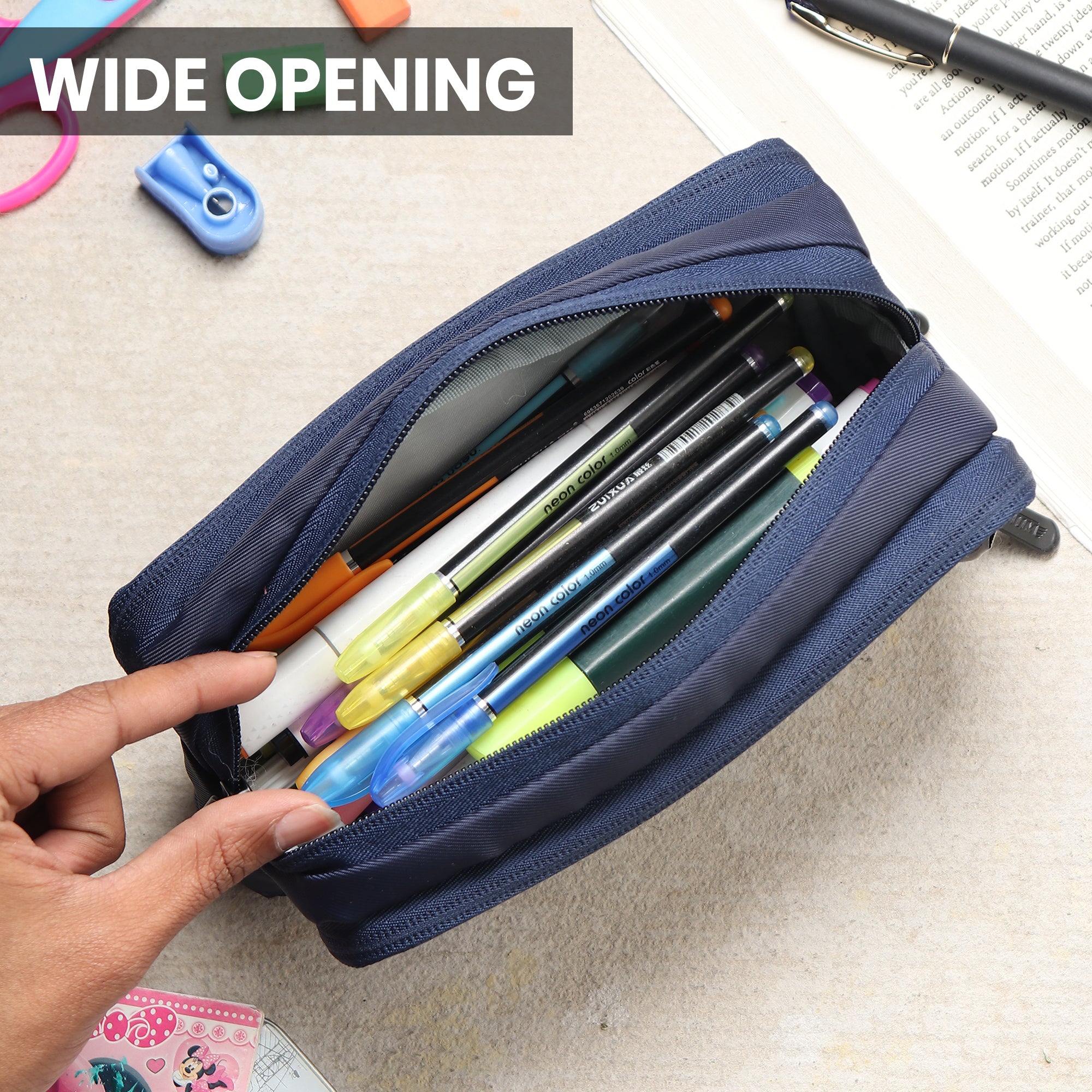 Pouch for Pens Pencils Navy Blue Astronaut
