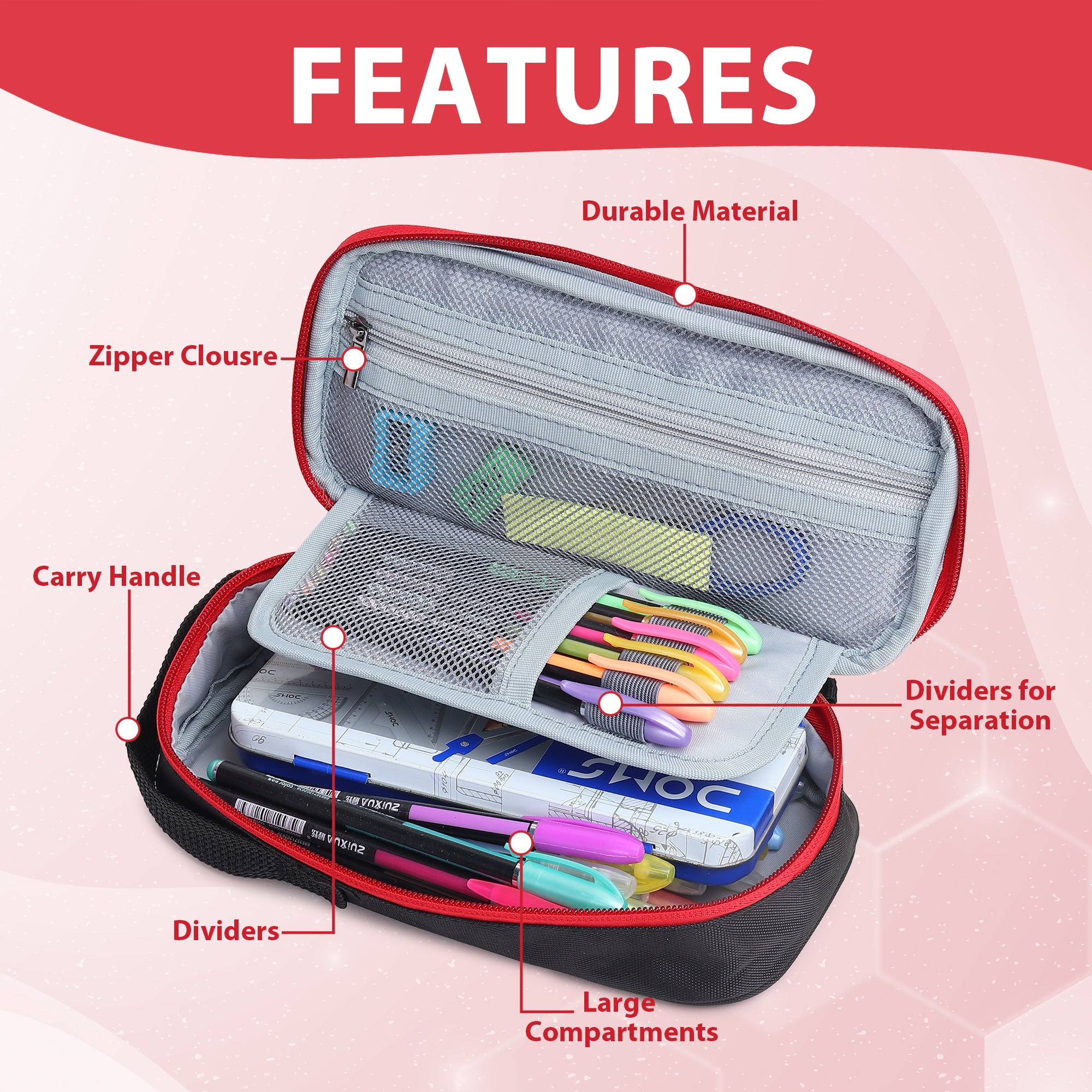 Large Pencil Case, Pen Pouch with Big Capacity