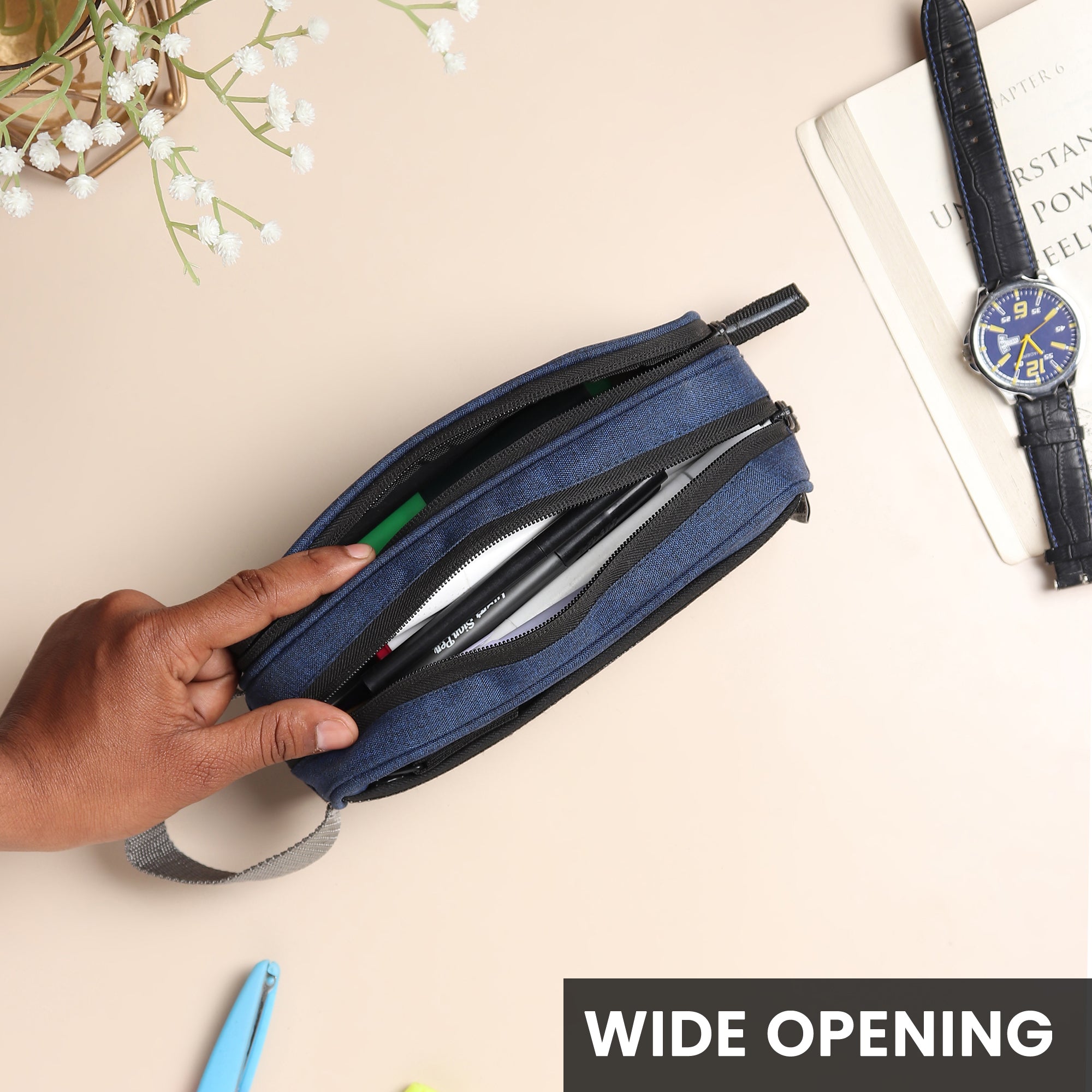 Pencil Case for Girls Boys Navy Blue