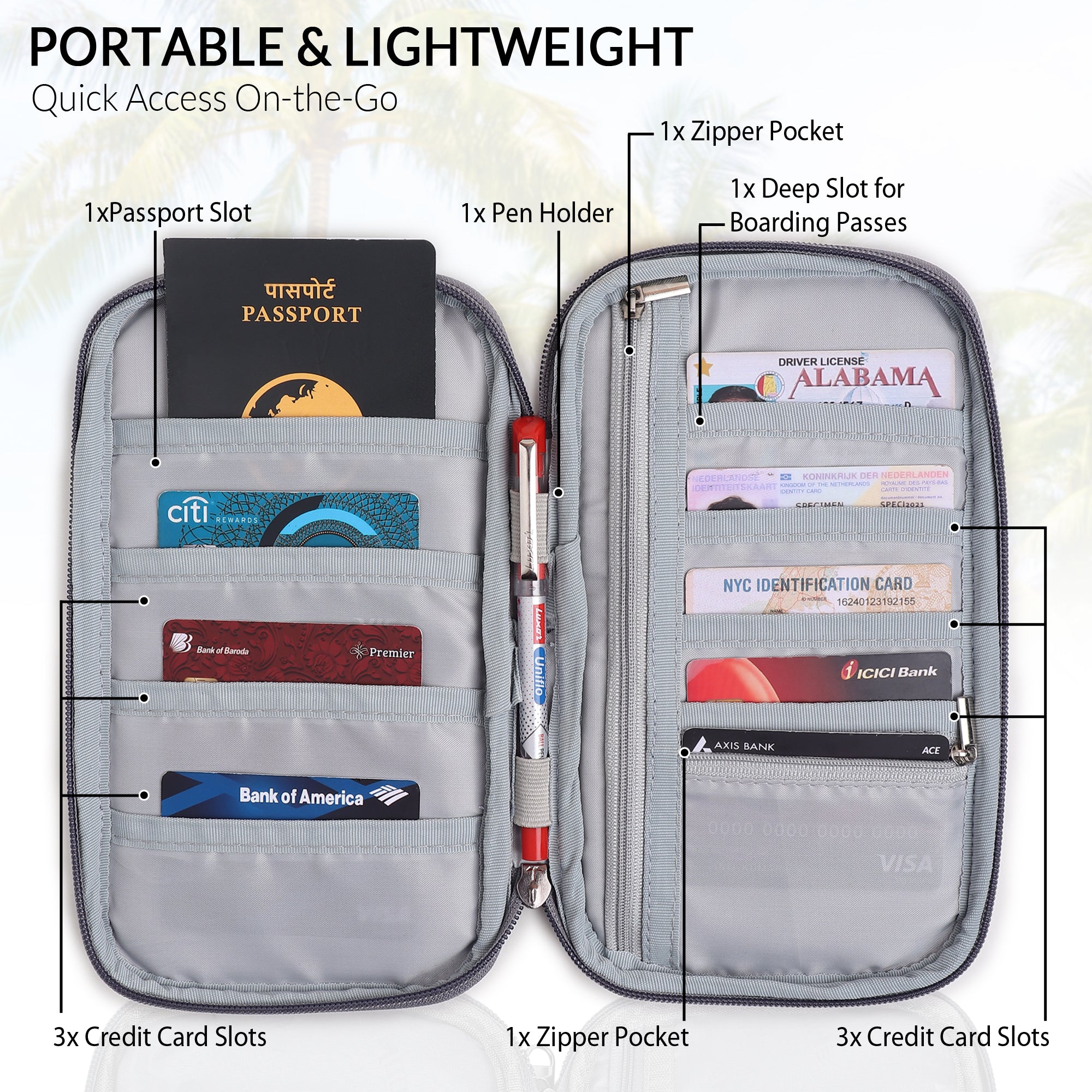 Passport Holder Boarding Pass Holder & Pen Holder