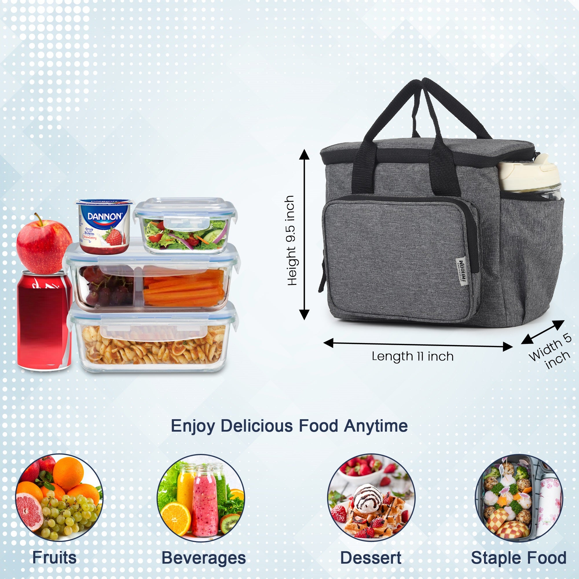 Lunch Bag, Tiffin Bag, Picnic Pouch, Food Storage Bag