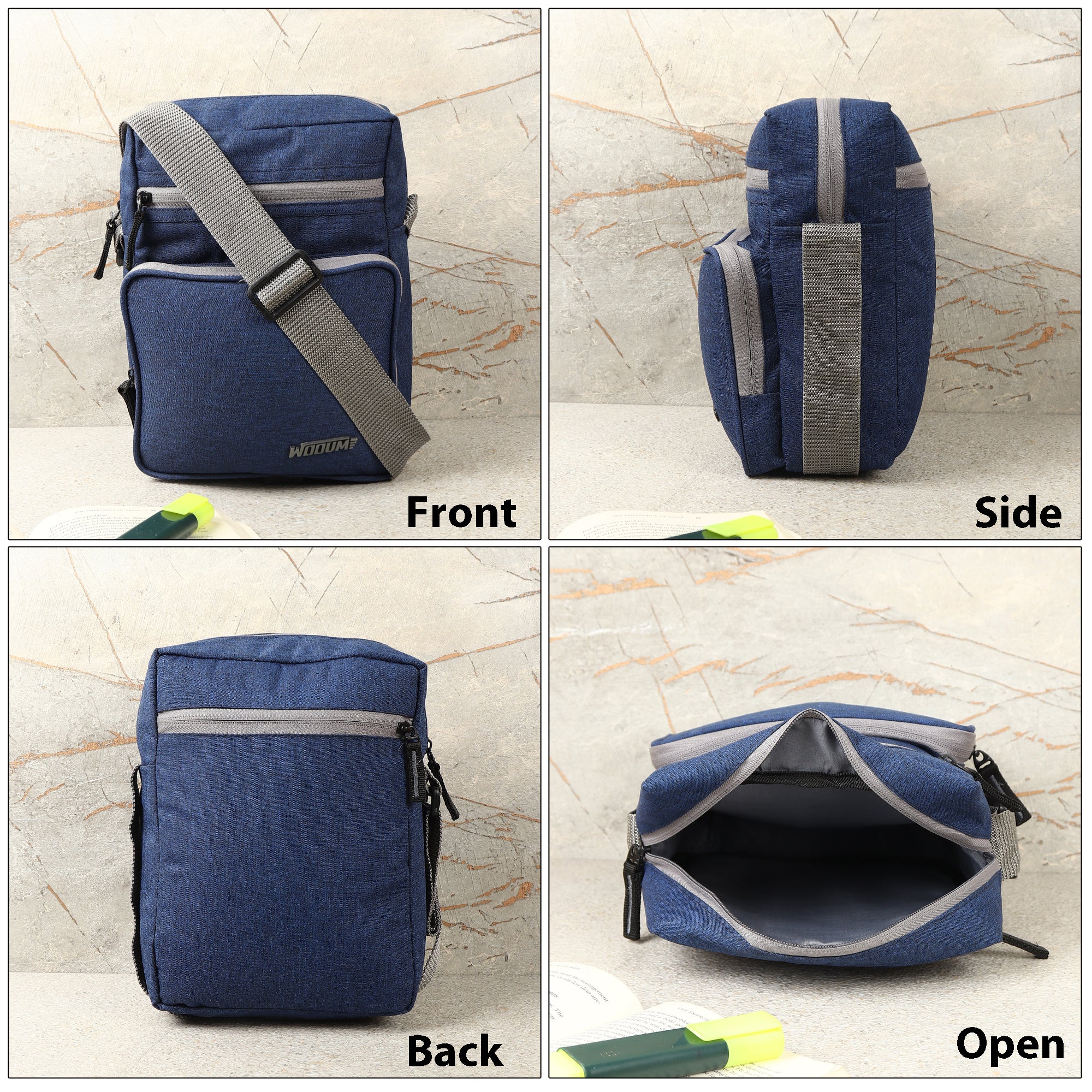 Cross Body Bag with Pen Organizer & Shoulder Strap