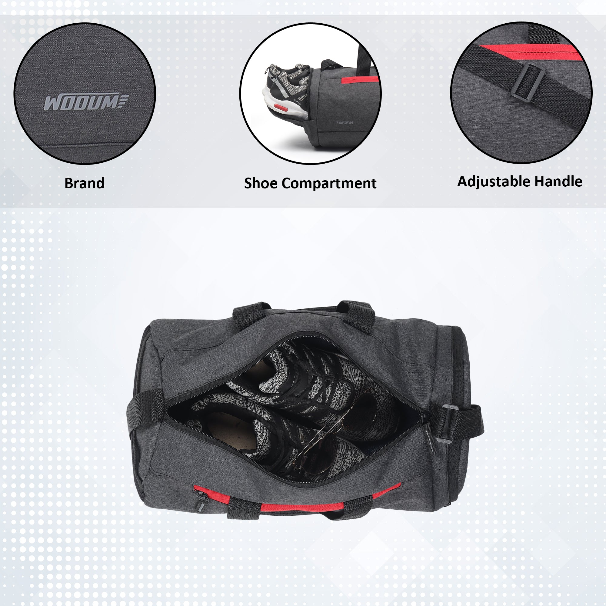 16 Inch Sport Gym Bag with Shoes Compartment