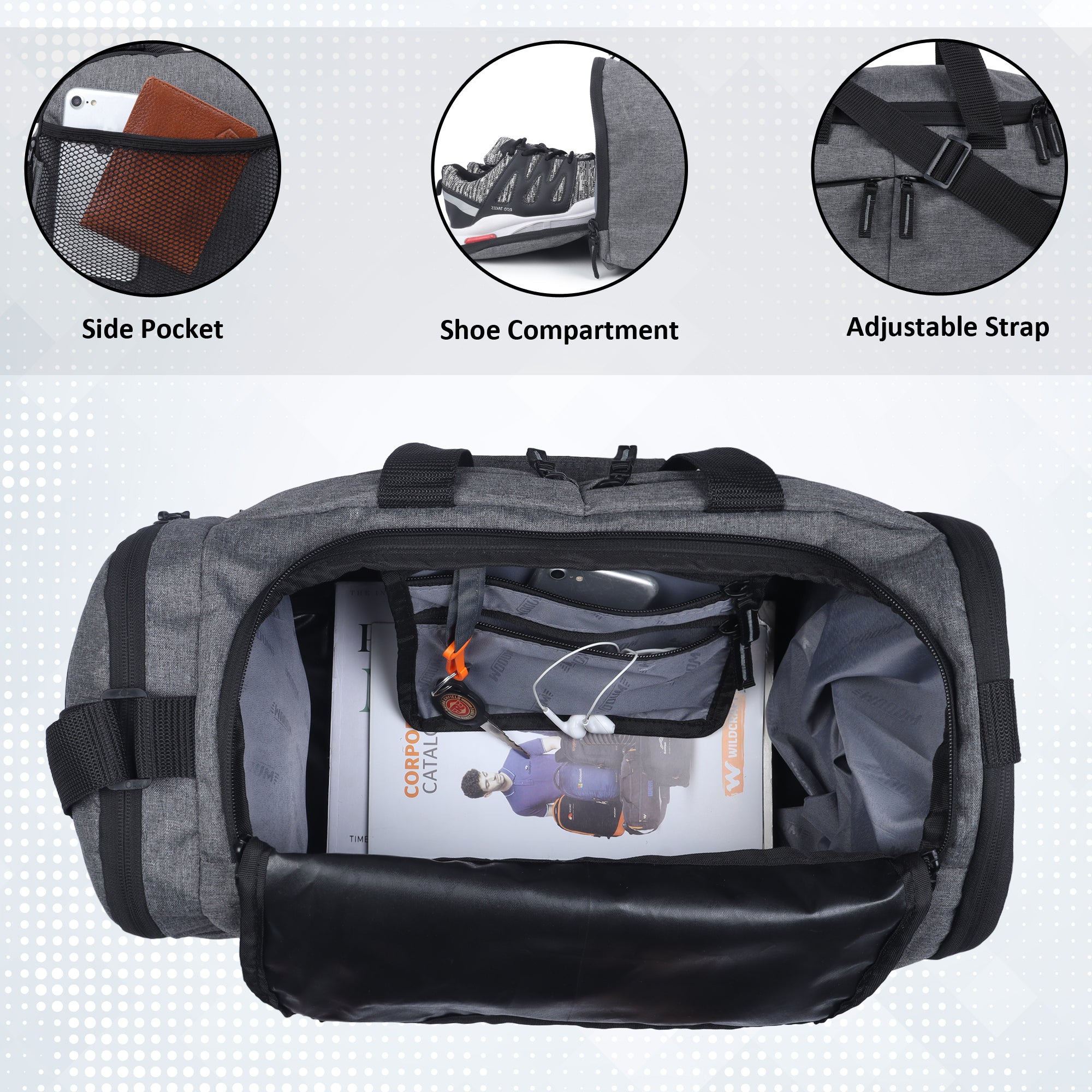 Sports Gym Bag ,Travel Duffel Bag Shoes Compartment