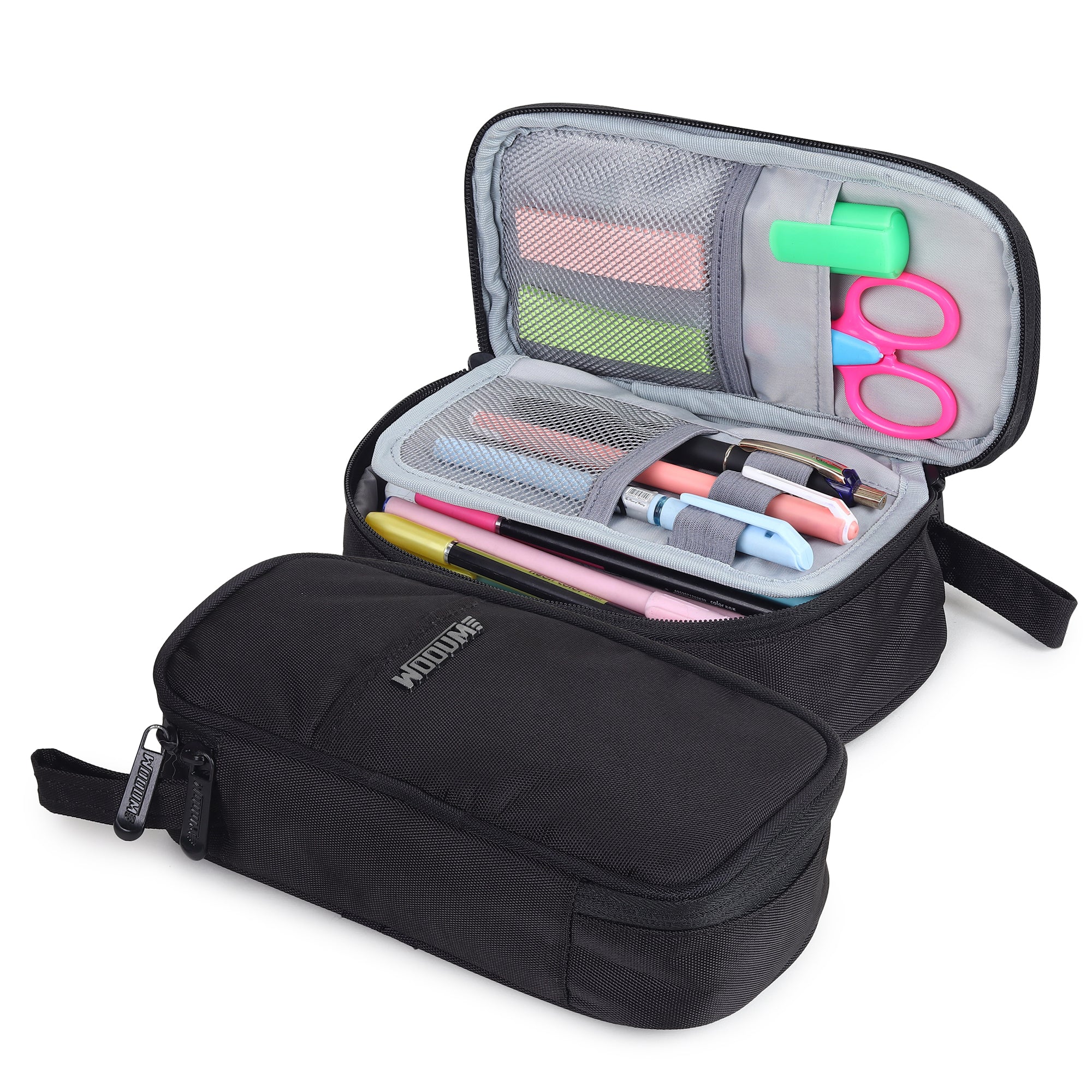 Large Pencil Case, Elastic Pen Holder,Multi Compartment