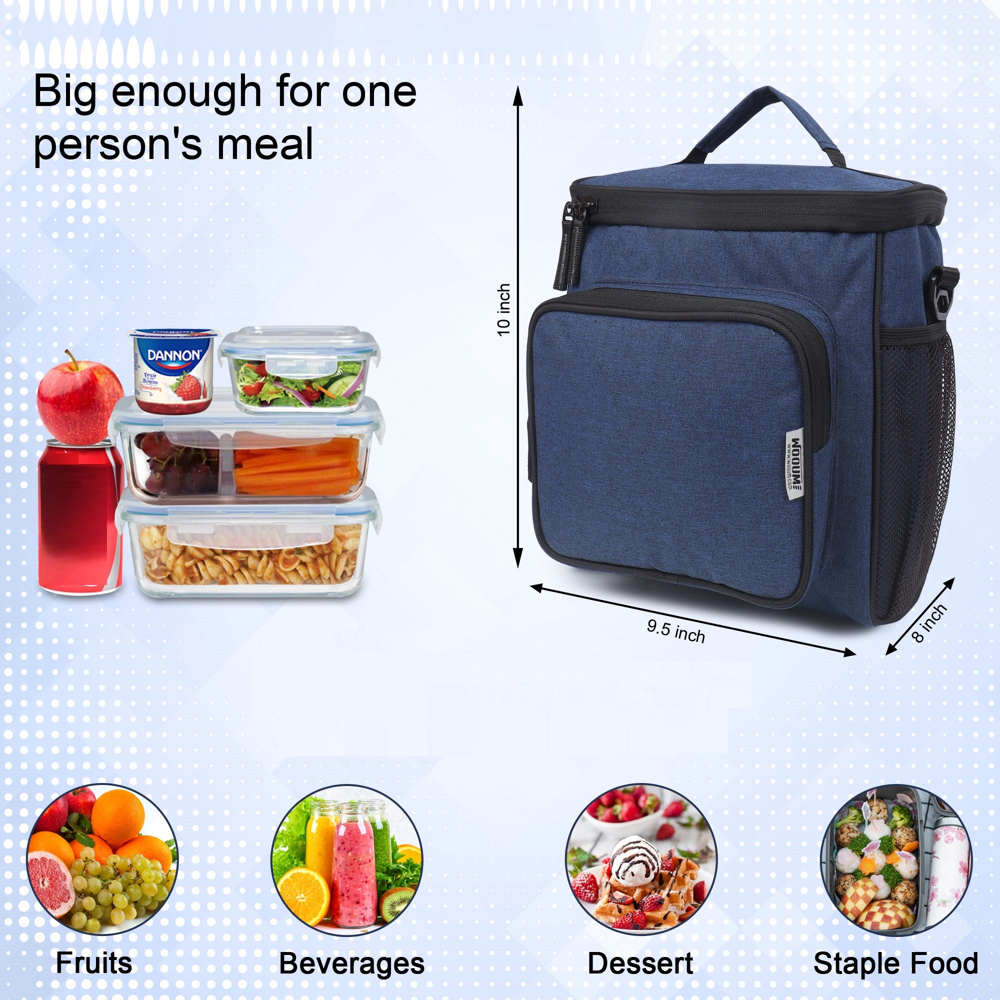 Large Capacity Tiffin Bag with Shoulder Strap