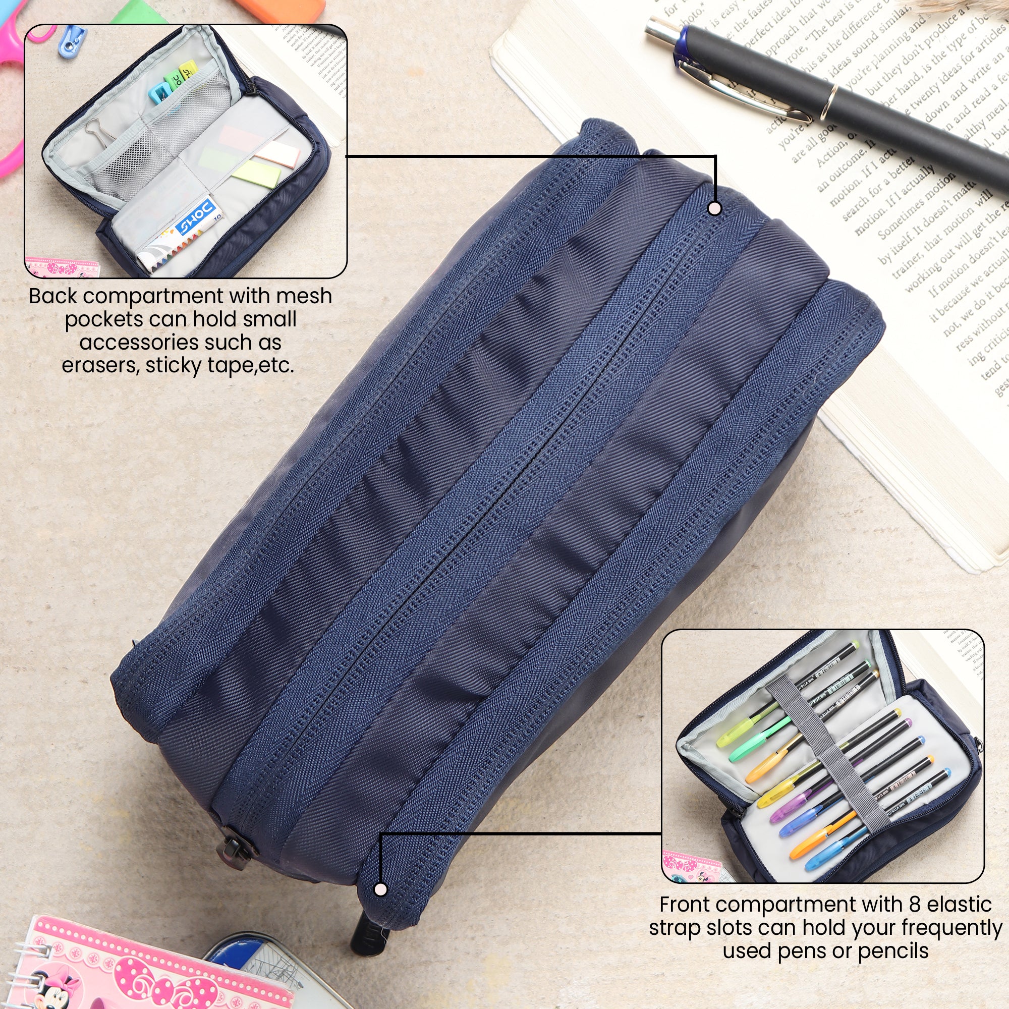 Pouch for Pens Pencils Navy Blue Astronaut