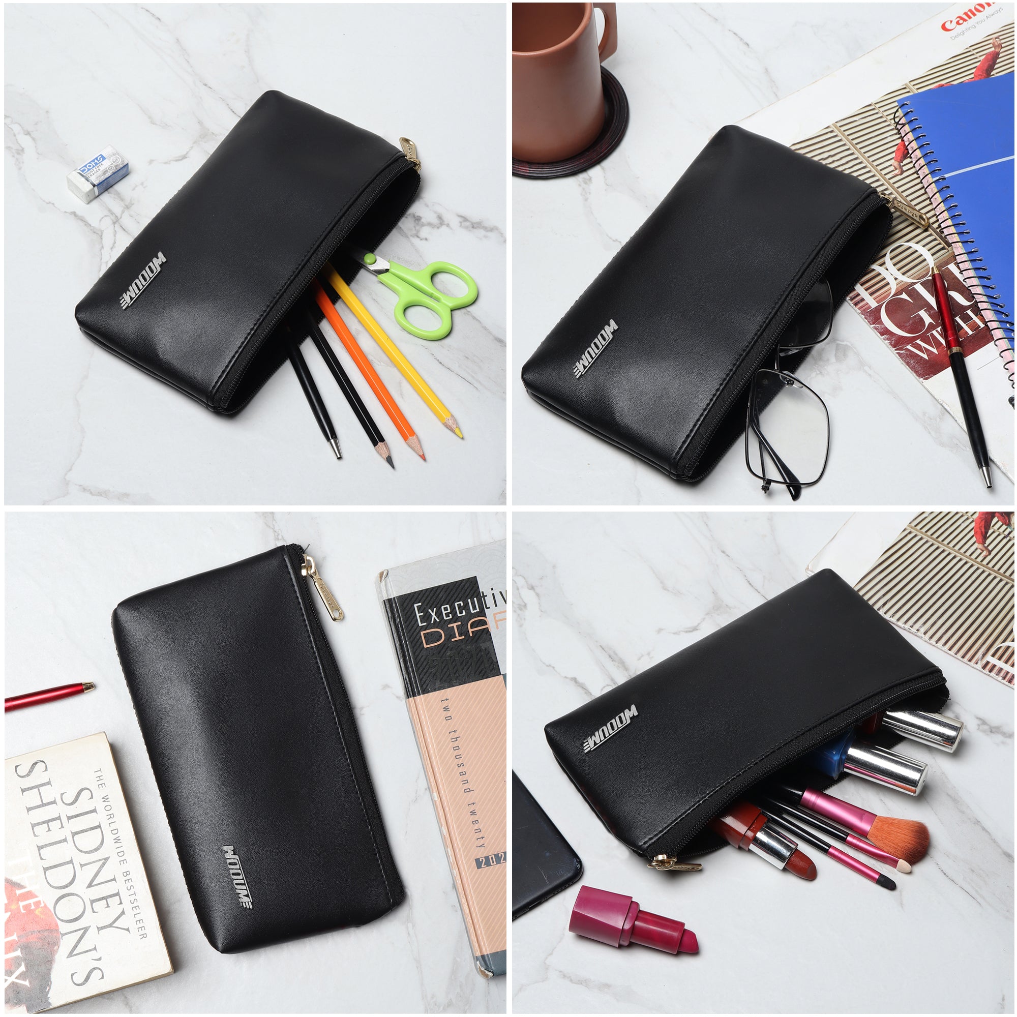 Leather Pouch for Stationary & Cosmetics Handy