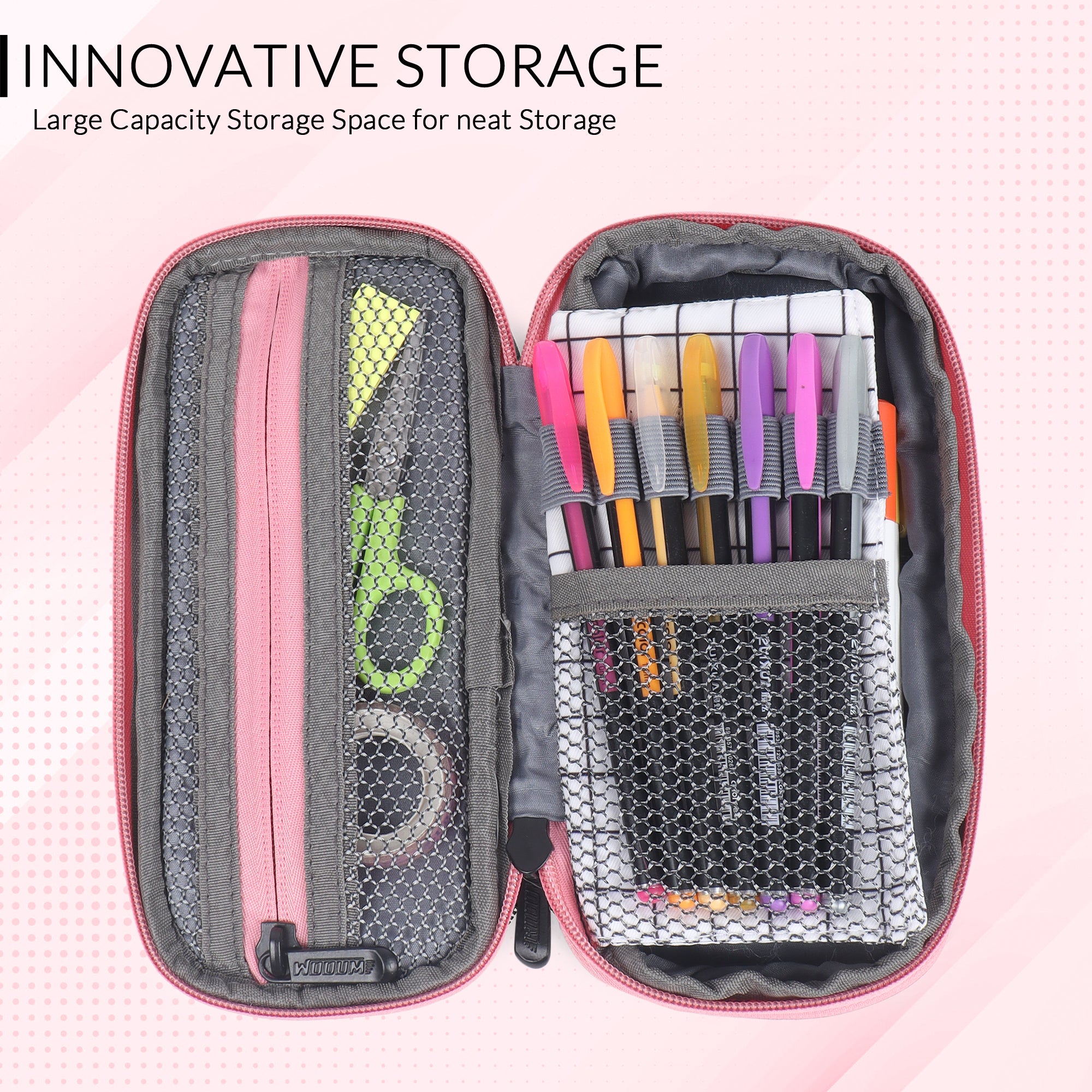 2 Zip Expandable Pencil Pouch Big Pen Case