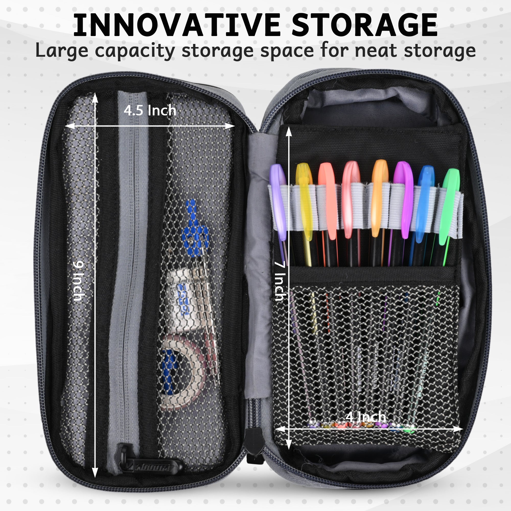 2 Zip Expandable Pencil Pouch Big Pen Case