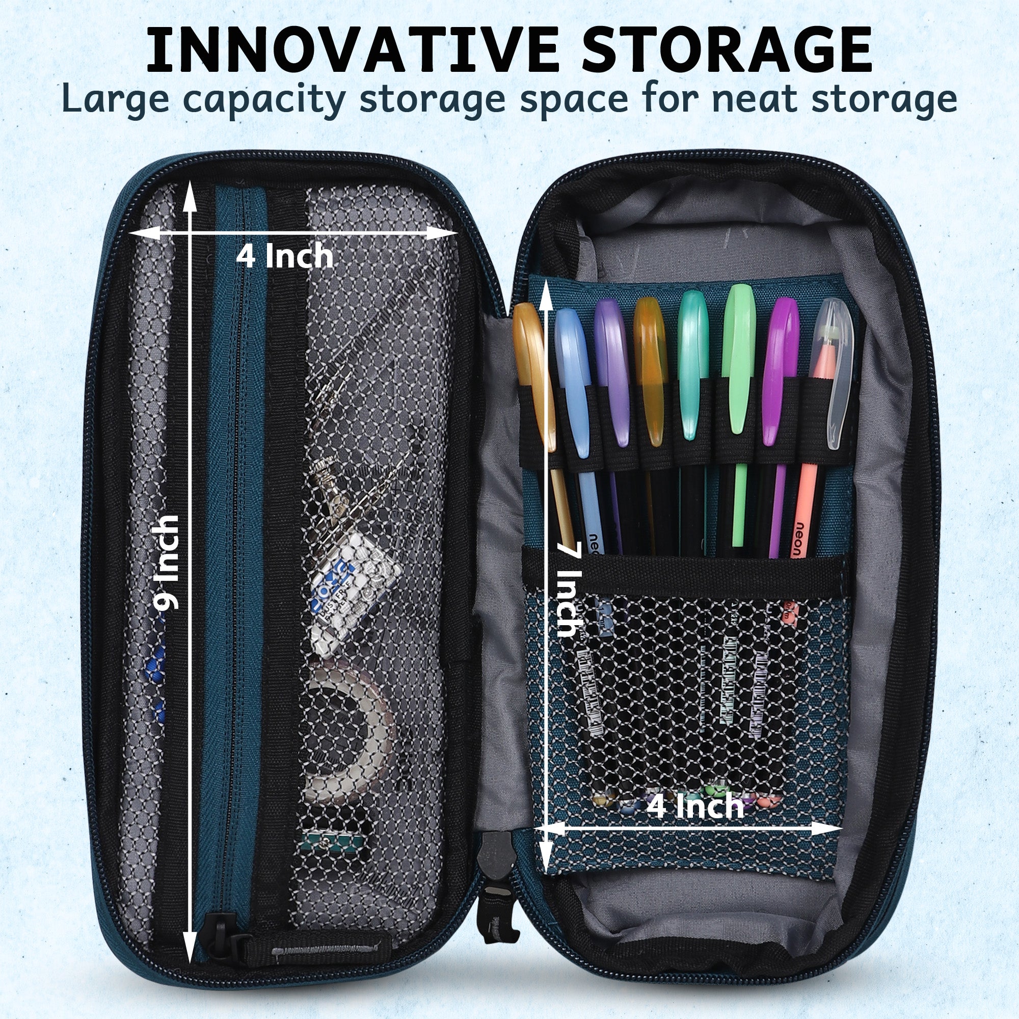 2 Zip Expandable Pencil Pouch Big Pen Case