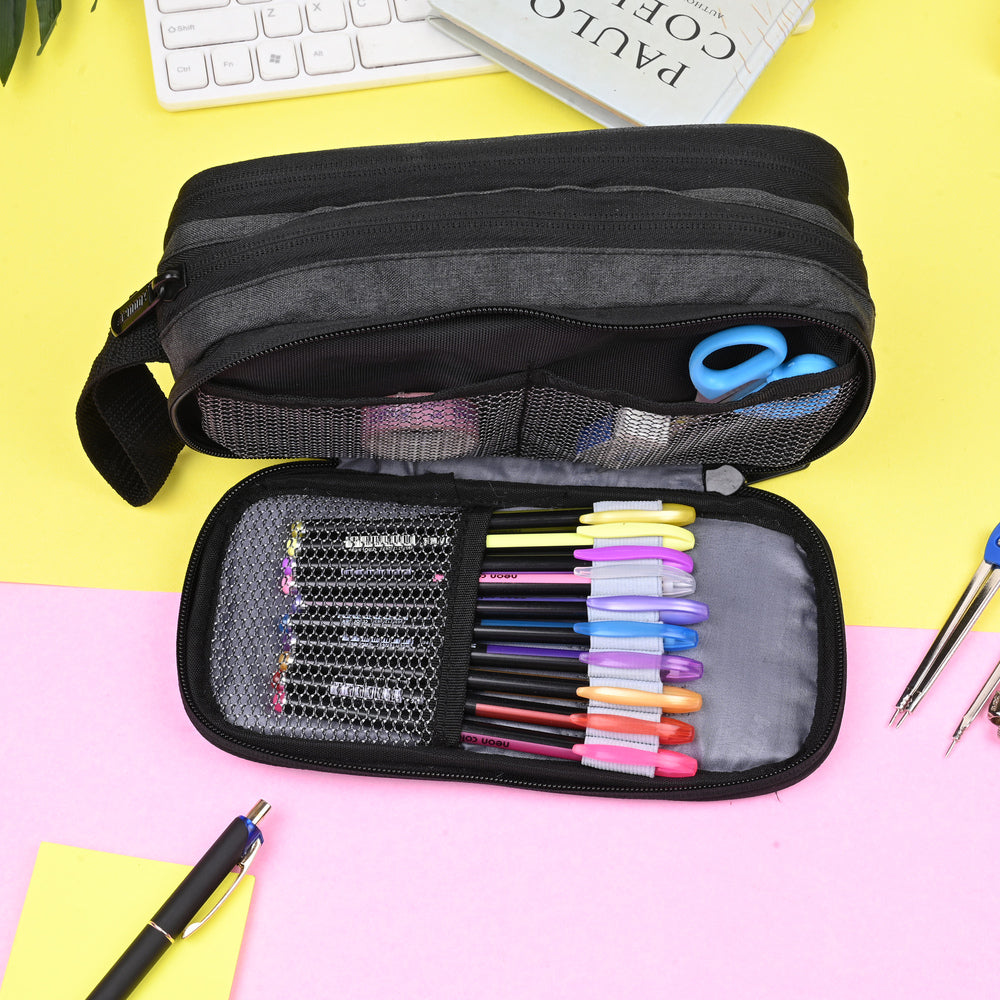 3 Zipper Multi Pocket Large Pencil Case Holder