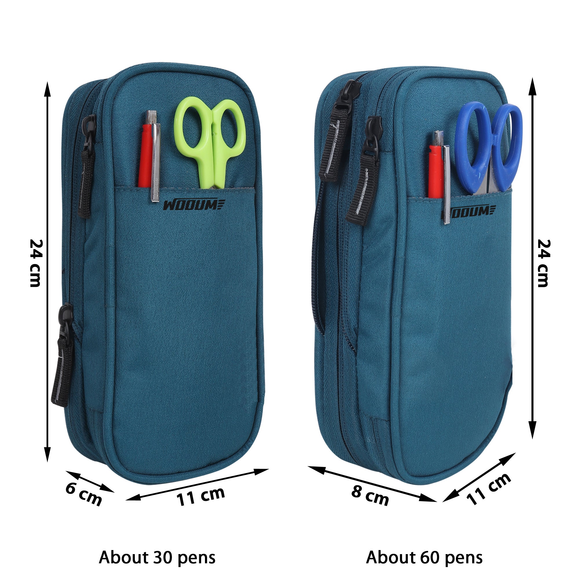 2 Zip Expandable Pencil Pouch Big Pen Case