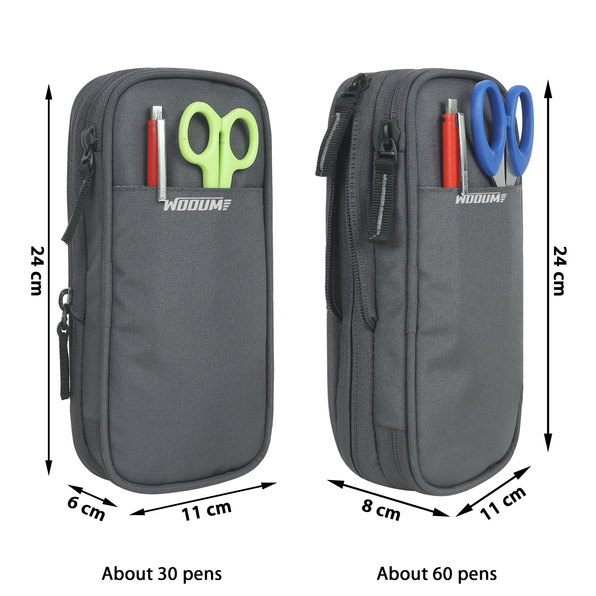 2 Zip Expandable Pencil Pouch Big Pen Case