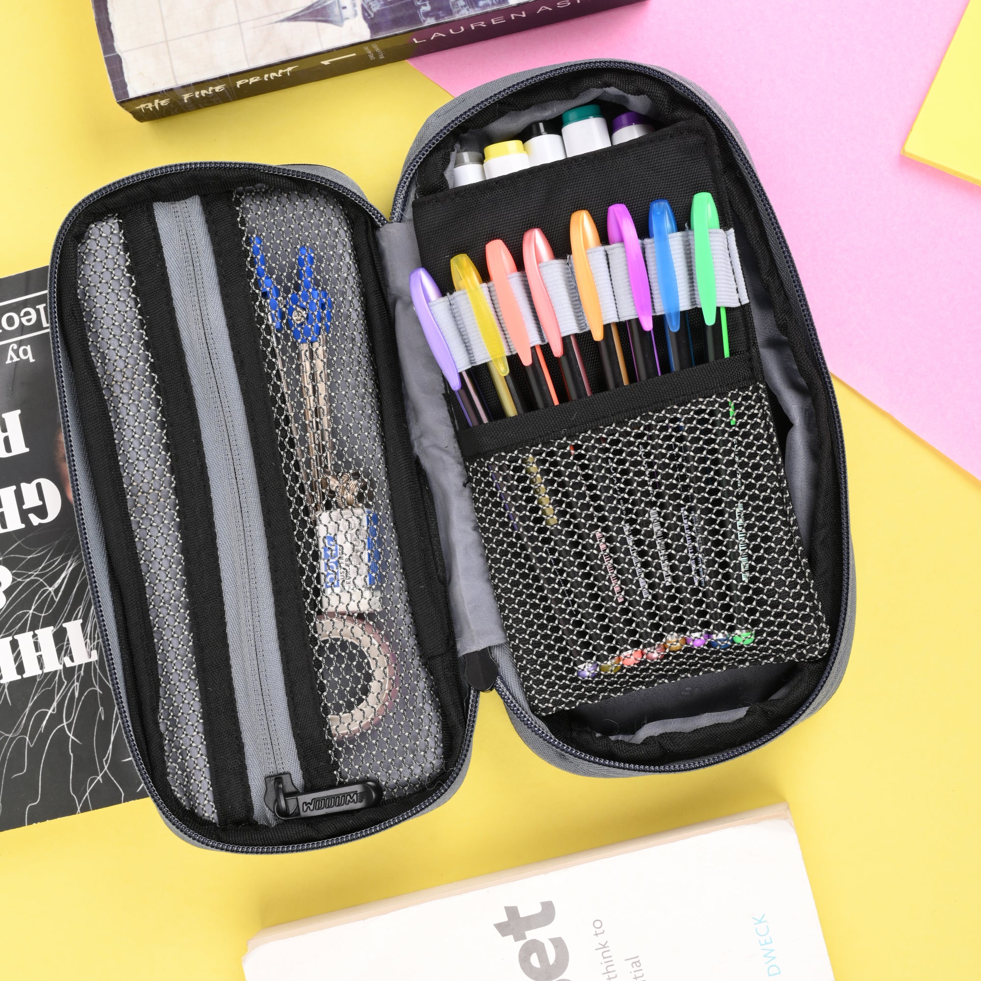 2 Zip Expandable Pencil Pouch Big Pen Case