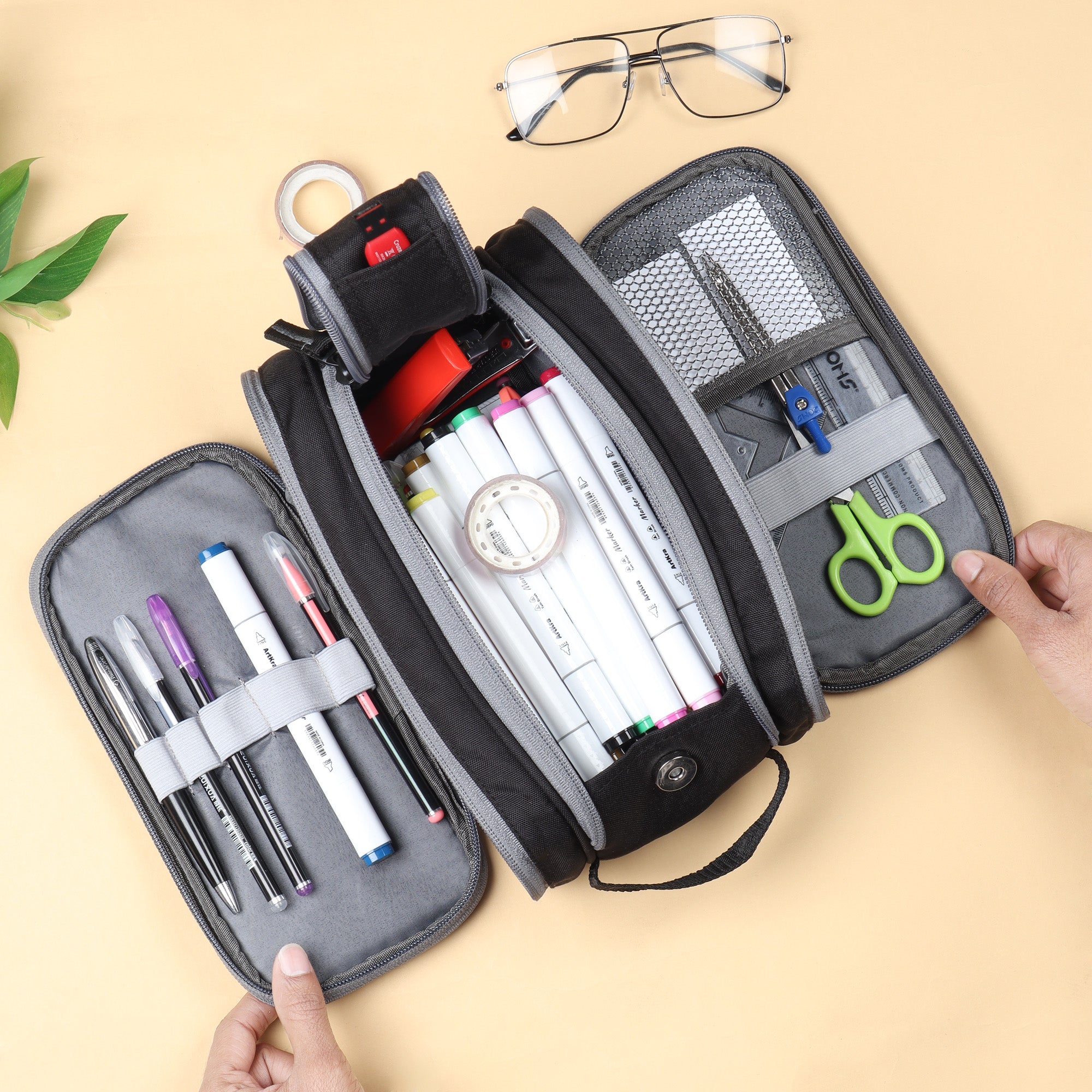 3 Zip Large Capacity Pen and Pencil Case 3 Layer