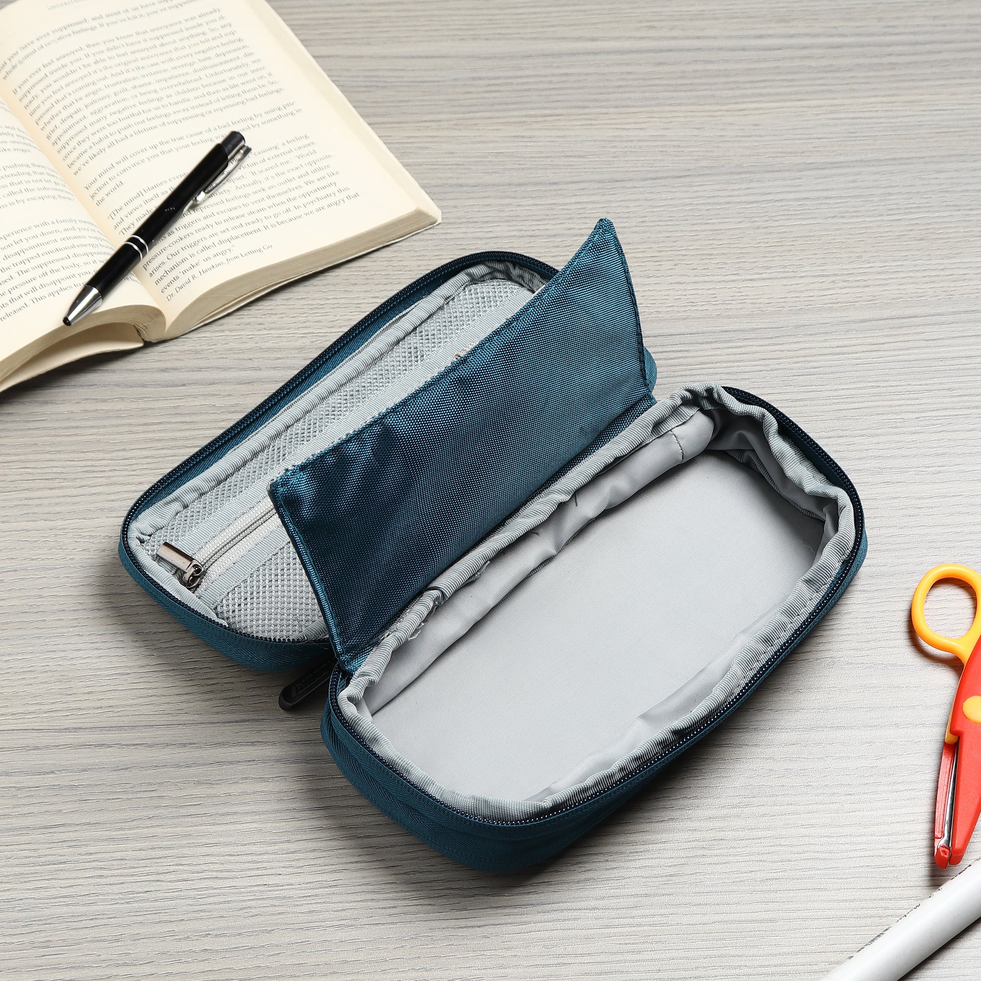 2 Zip Expandable Pencil Pouch Big Pen Case