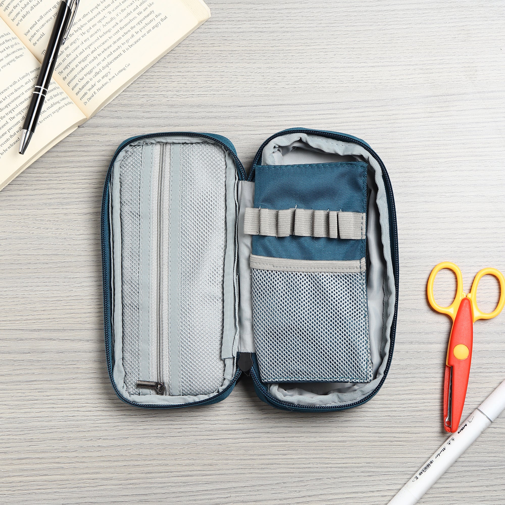 2 Zip Expandable Pencil Pouch Big Pen Case