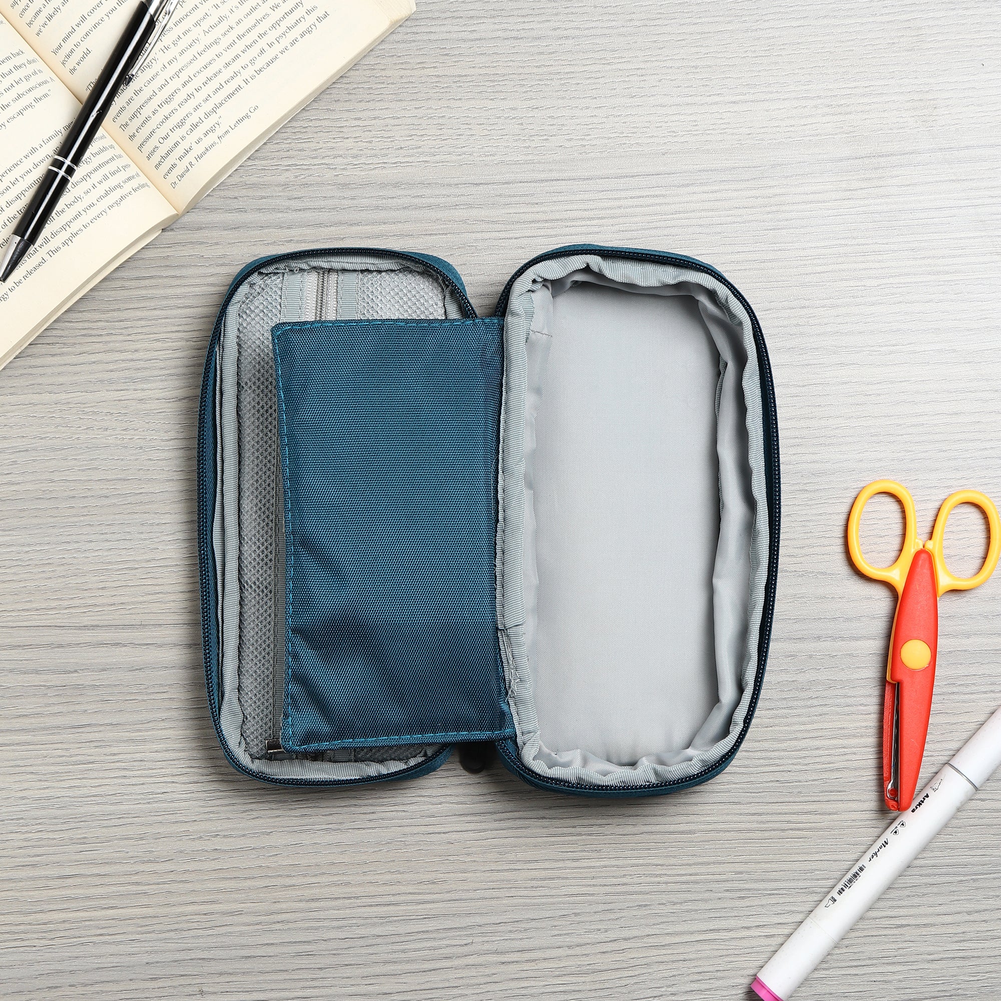 2 Zip Expandable Pencil Pouch Big Pen Case