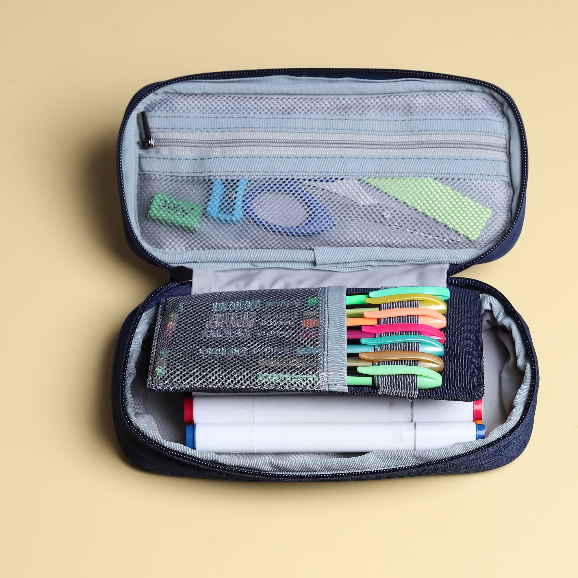2 Zip Expandable Pencil Pouch Big Pen Case