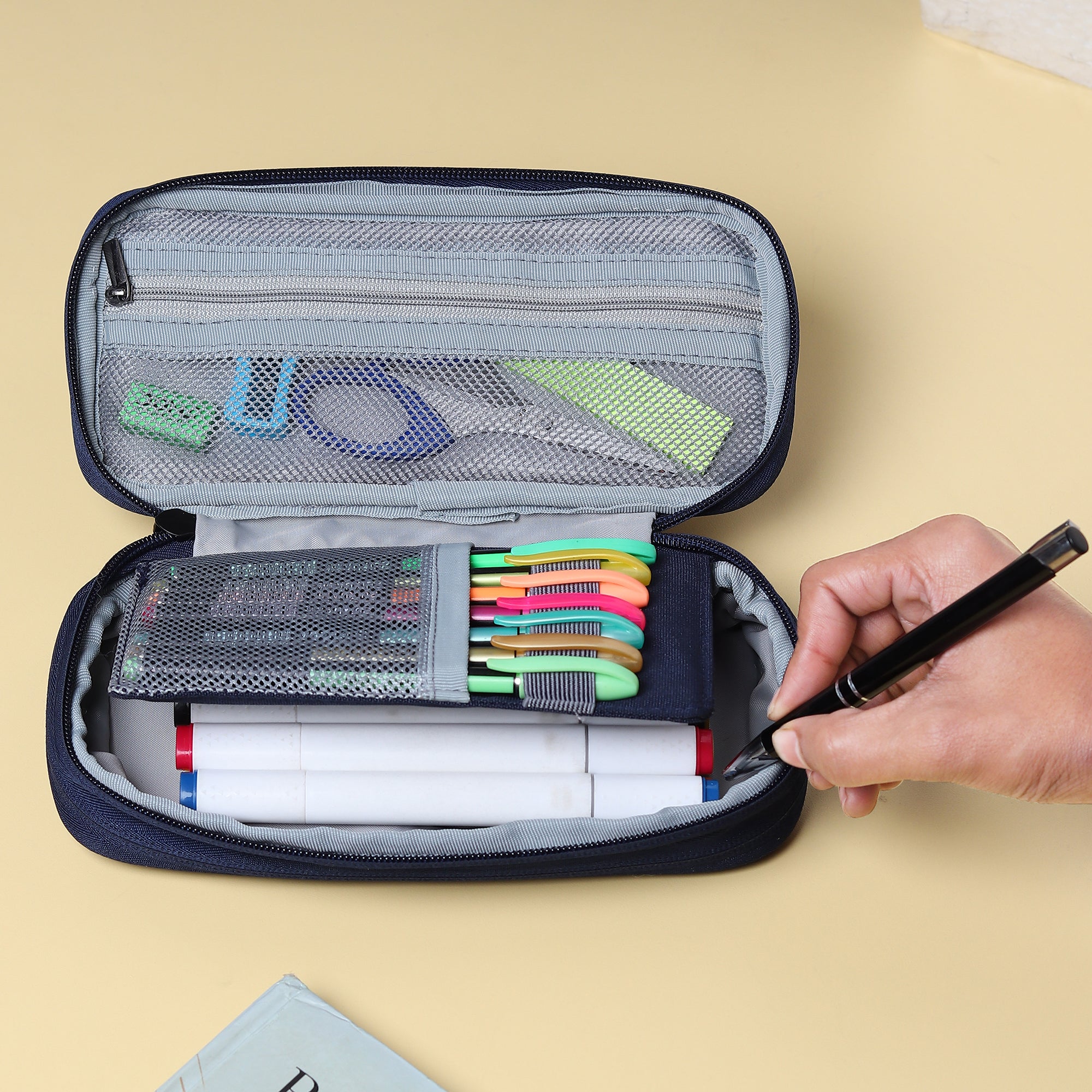 2 Zip Expandable Pencil Pouch Big Pen Case
