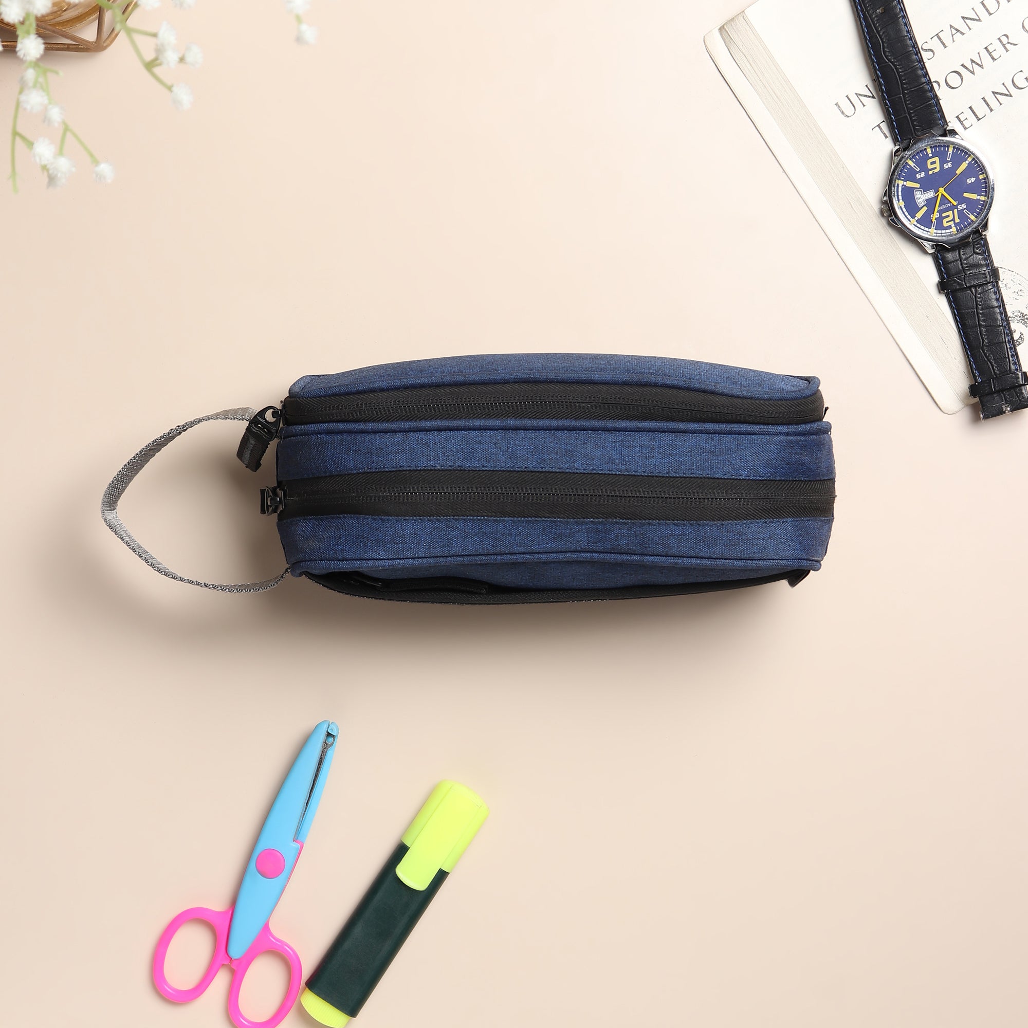 Pencil Case for Girls Boys Navy Blue