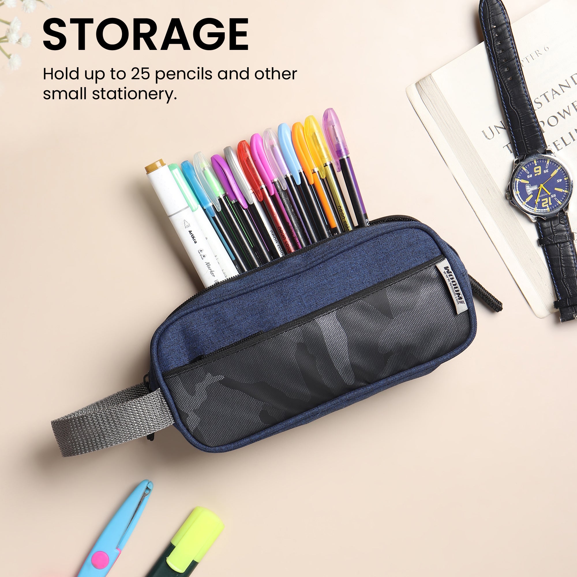 Pencil Case for Girls Boys Navy Blue