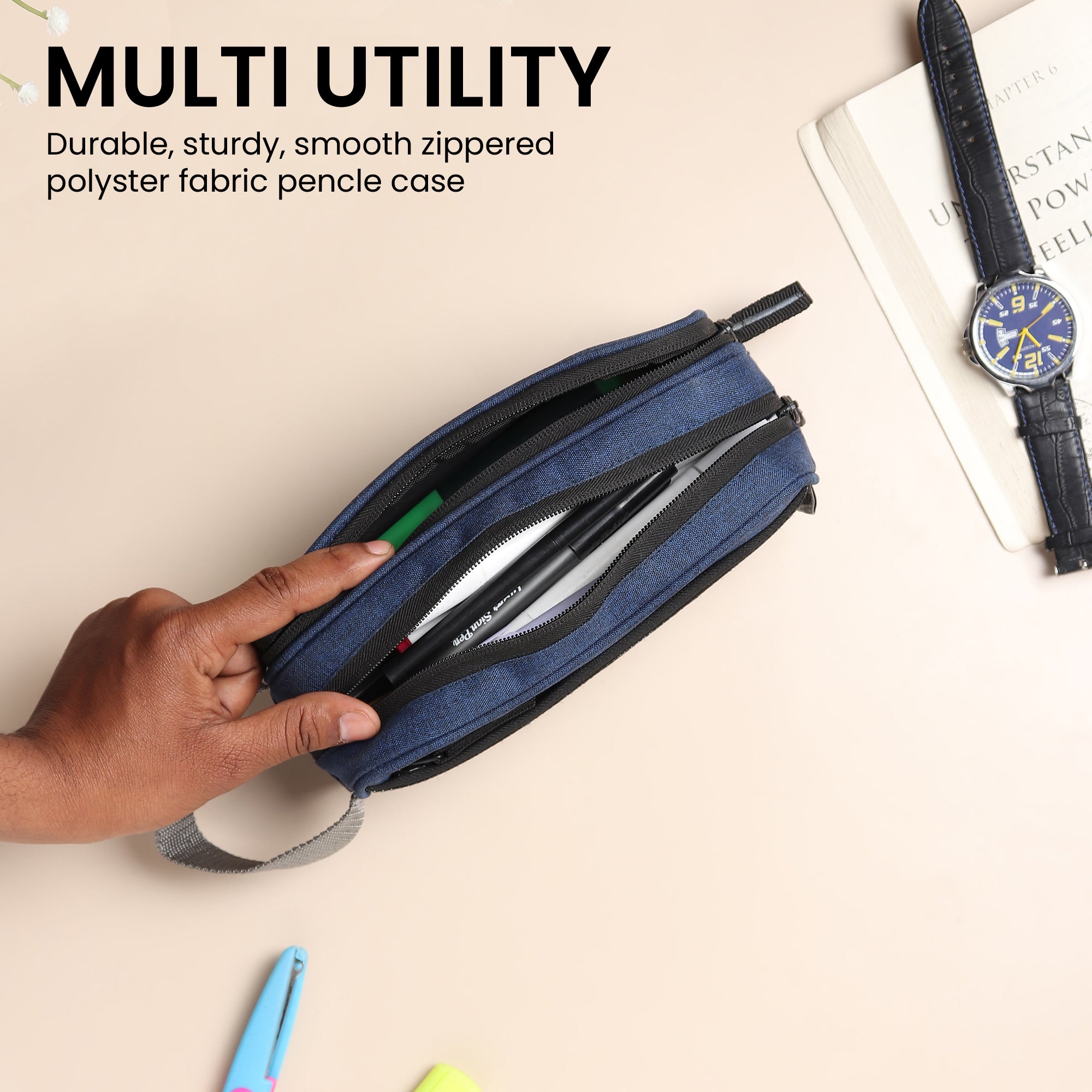 Pencil Case for Girls Boys Navy Blue