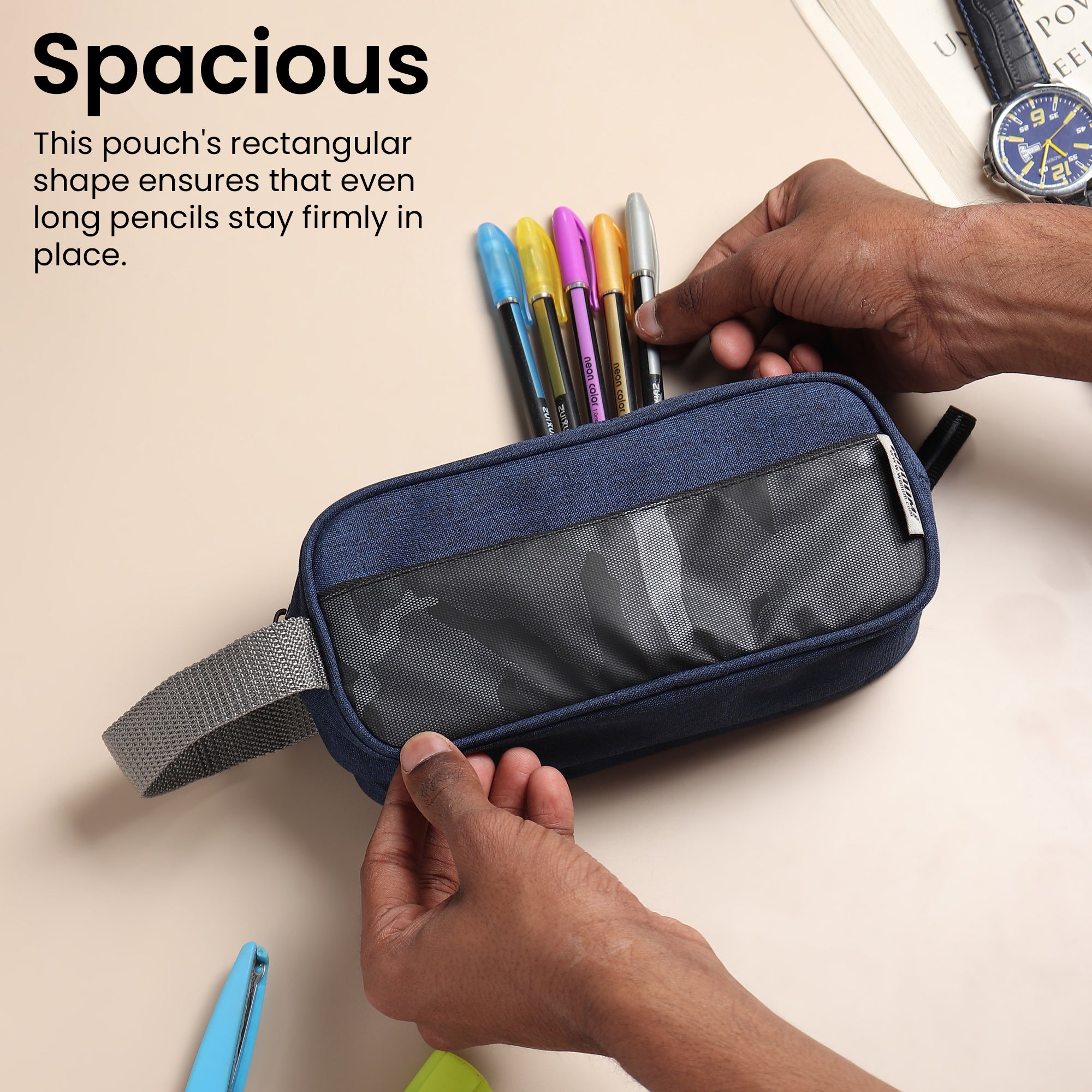 Pencil Case for Girls Boys Navy Blue