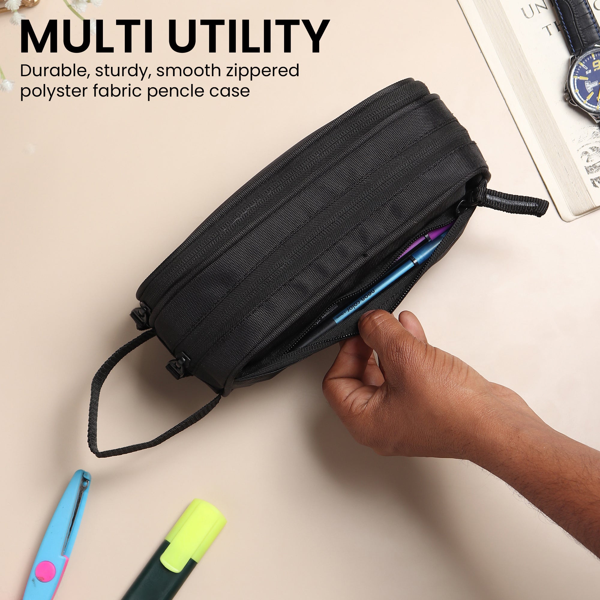 3 Zipper Pen Pencil Pouch