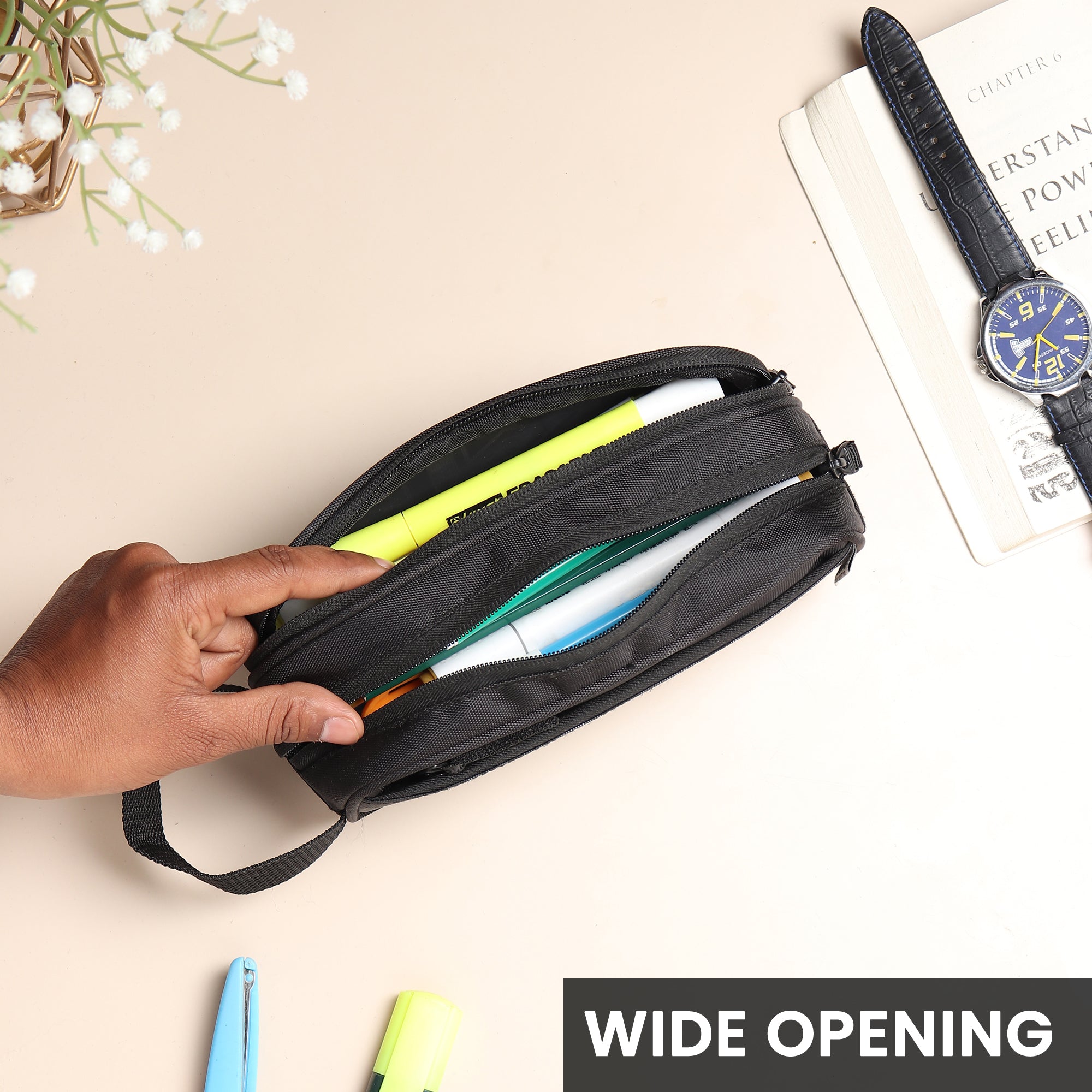 3 Zipper Pen Pencil Pouch