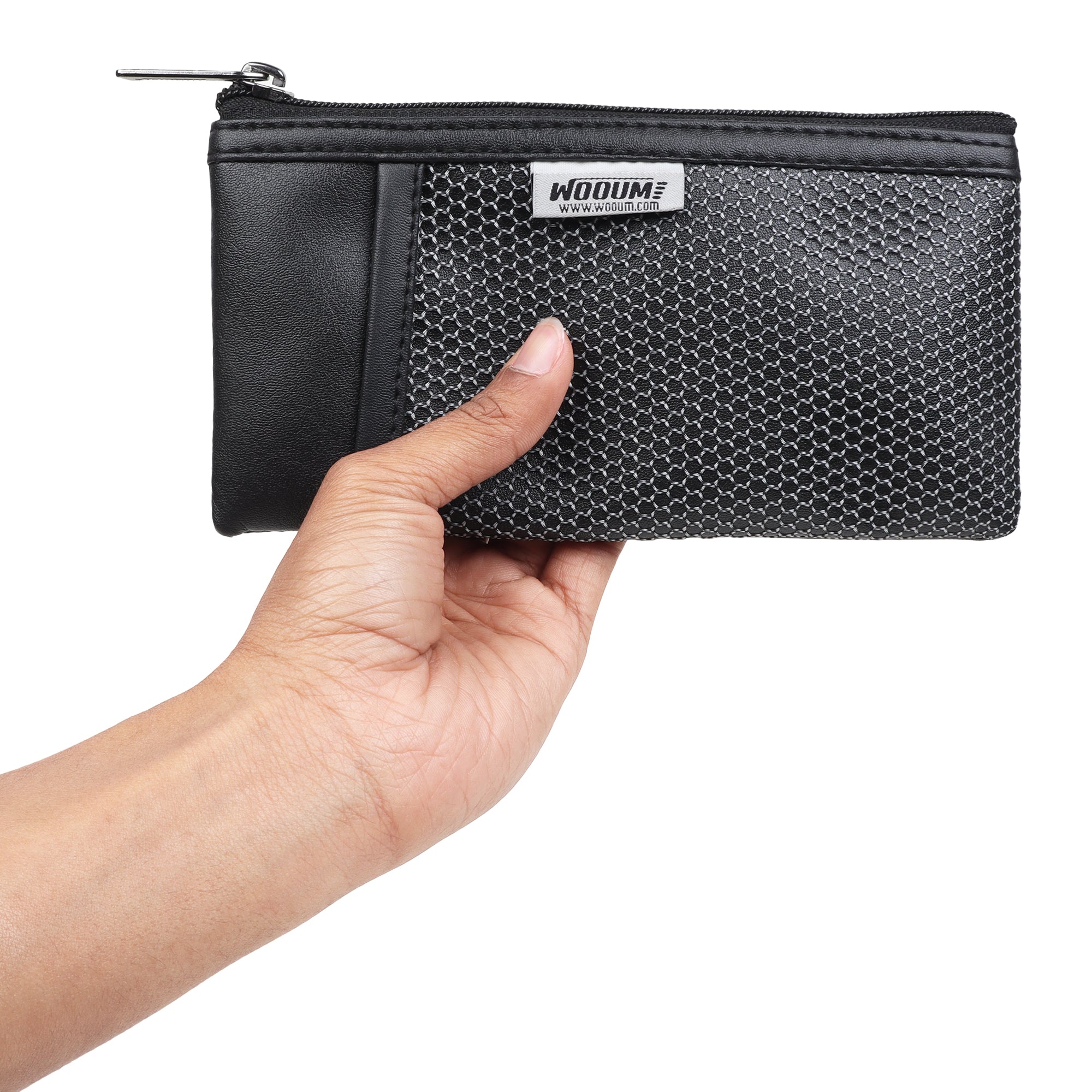 Leather Slim Pocket Pencil Case Pouch Mesh pocket