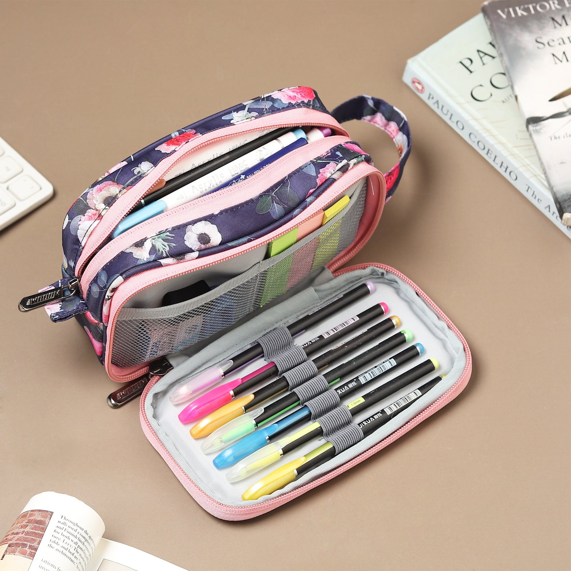 3 Zip High Capacity Pen Case Bag Stationery Pouch