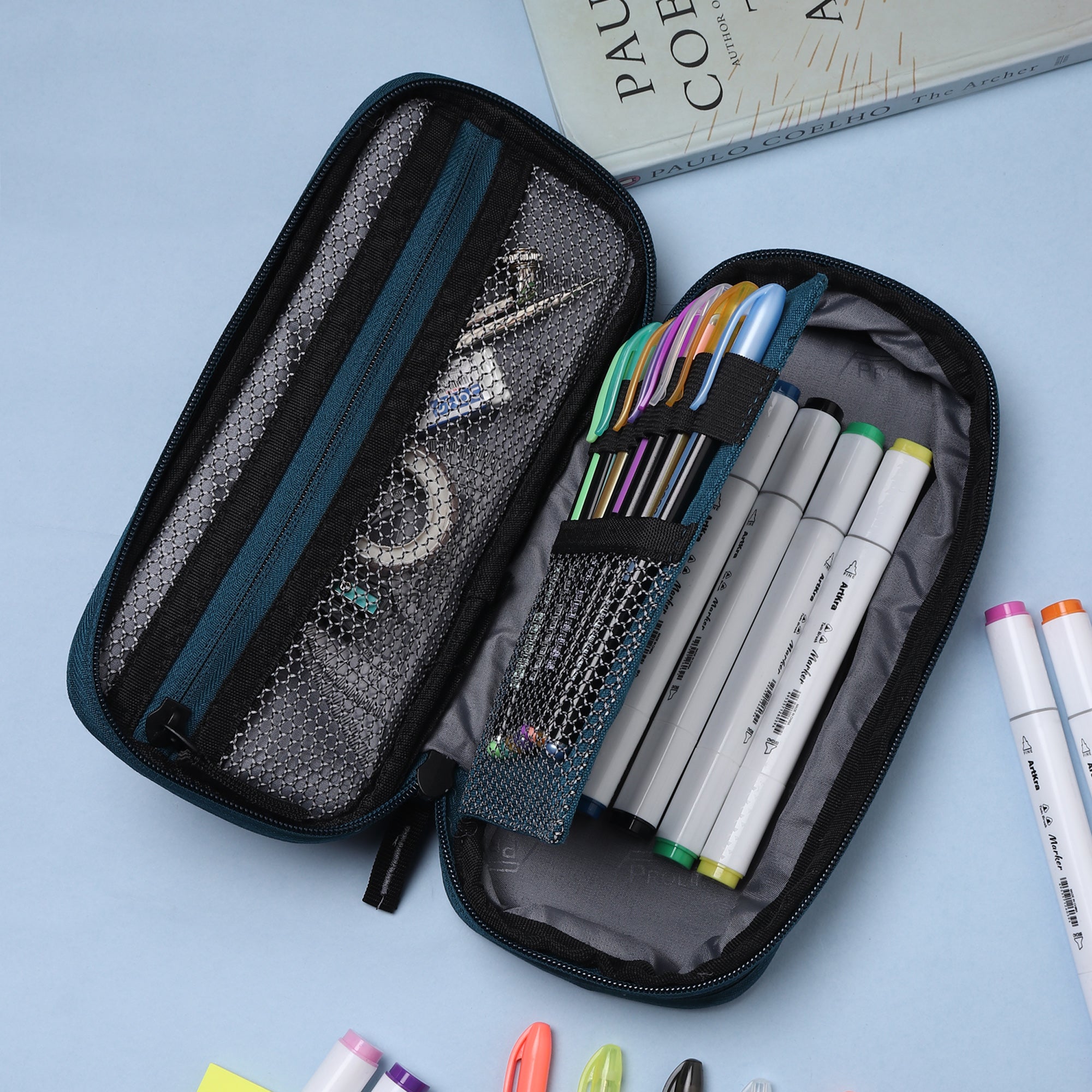 2 Zip Expandable Pencil Pouch Big Pen Case