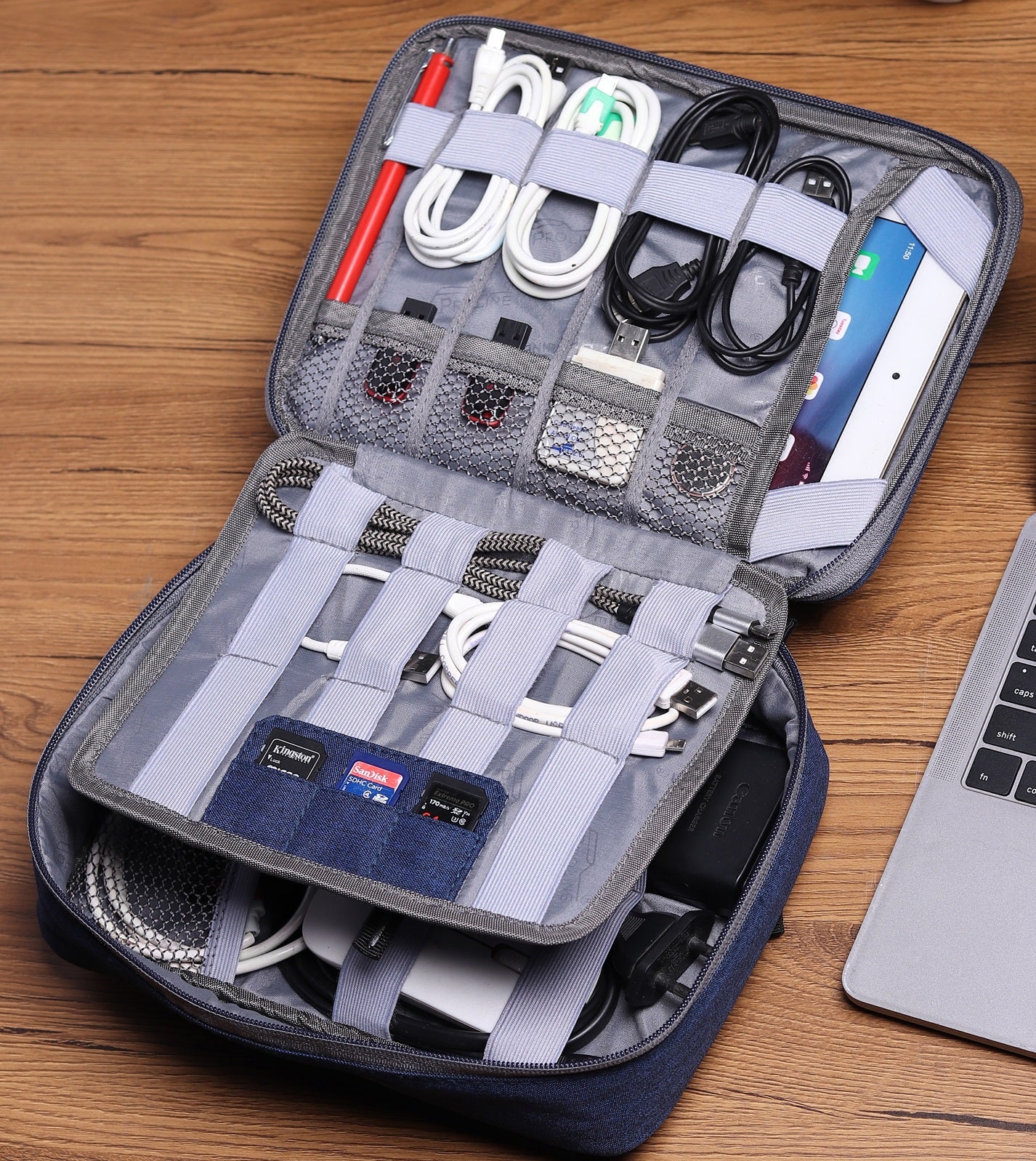 Cable Organizer Case, Double Layer Tech Bag