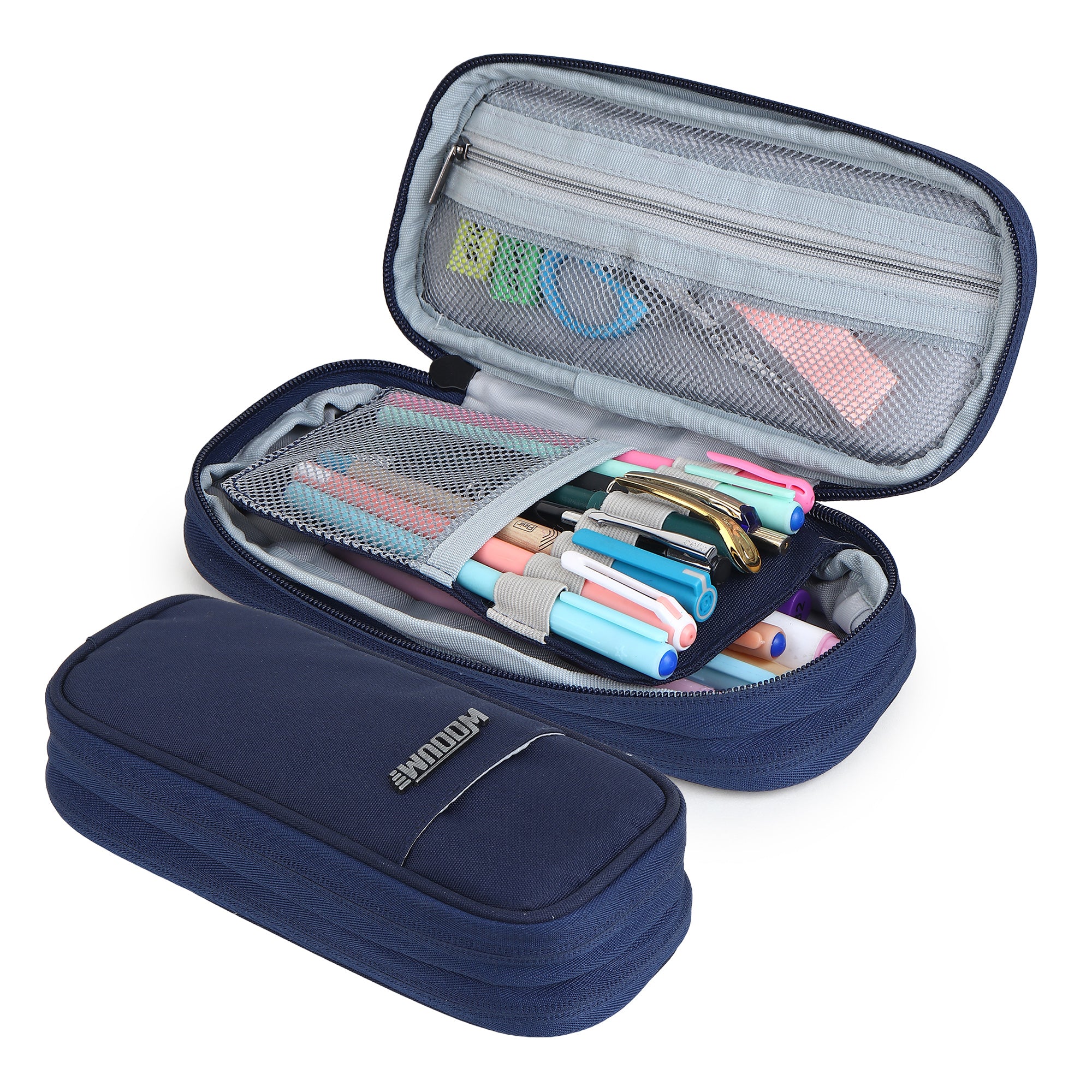 2 Zip Expandable Pencil Pouch Big Pen Case