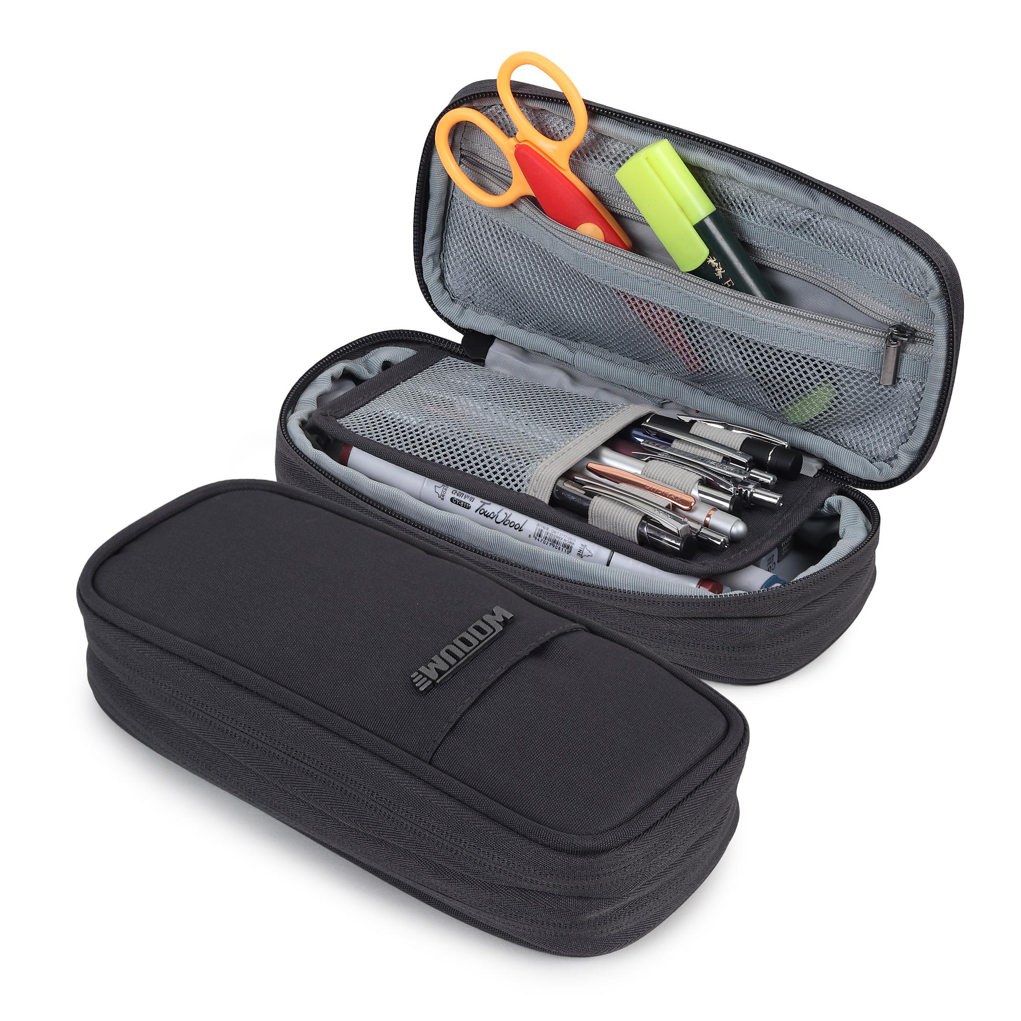 2 Zip Expandable Pencil Pouch Big Pen Case